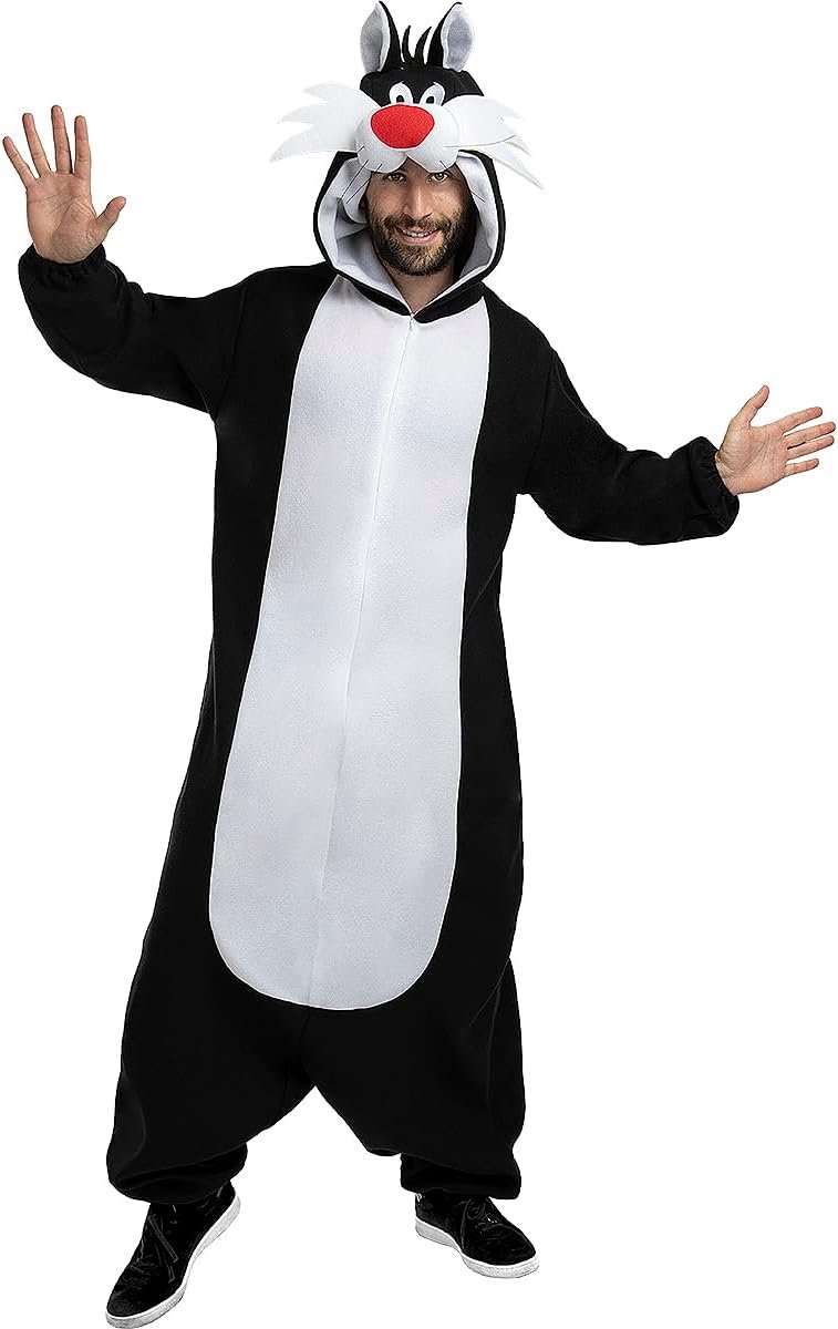 | Sylvester de kat kostuum - Looney Tunes voor vrouwen en mannen Tekenfilms - Kostuum voor Volwassenen, Accessoire verkleedkleding en rekwisieten voor Halloween, carnaval & feesten - Zwart