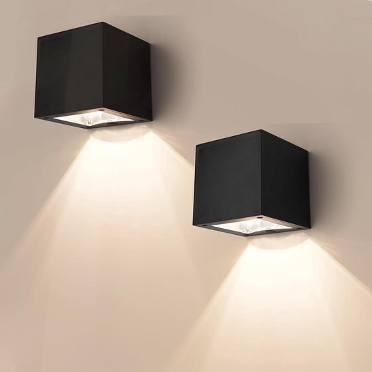 Set van 2 OpZetbare Buitenlampen op Zonne-energie Warm Wit Licht IP65