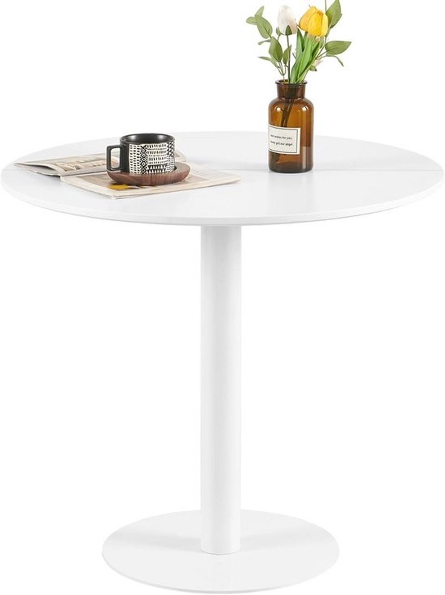 Ronde eettafel - Keukentafel - Gezellig dineren - Stabiele middenvoet - 80 cm - Wit
