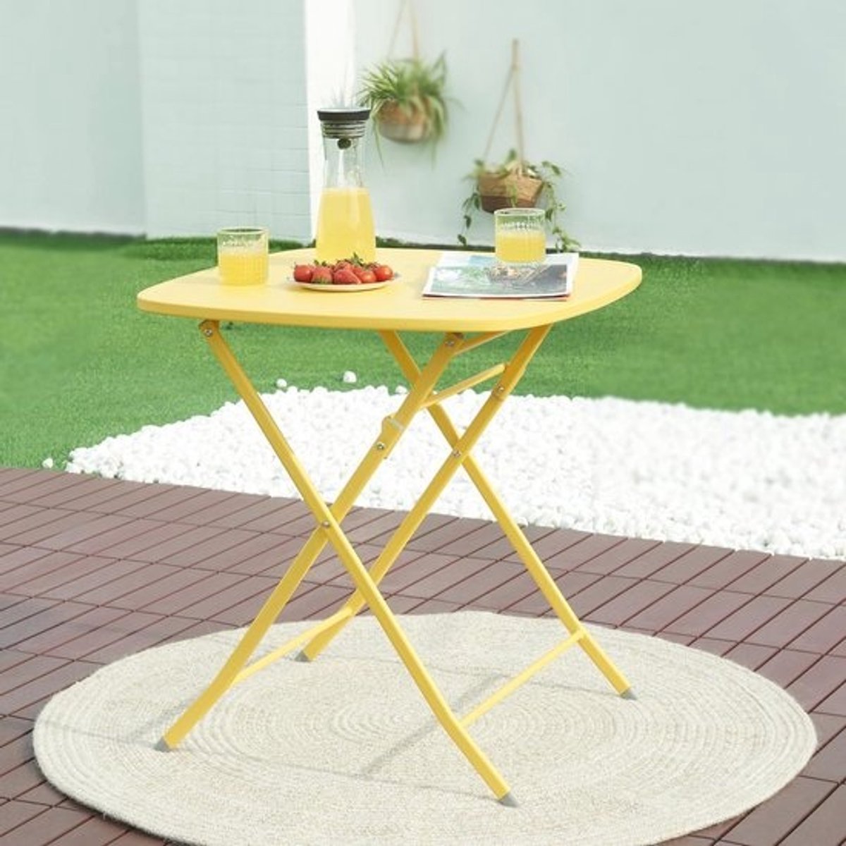 Opvouwbare Tuin tafel 71x70x70 cm - Geel