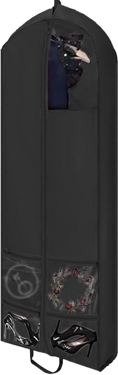 Kledingzak, 170 x 58 cm, stofdicht, met ritssluiting en 4 zakken, ideaal voor bruidsjurken, avondjurken en jassen