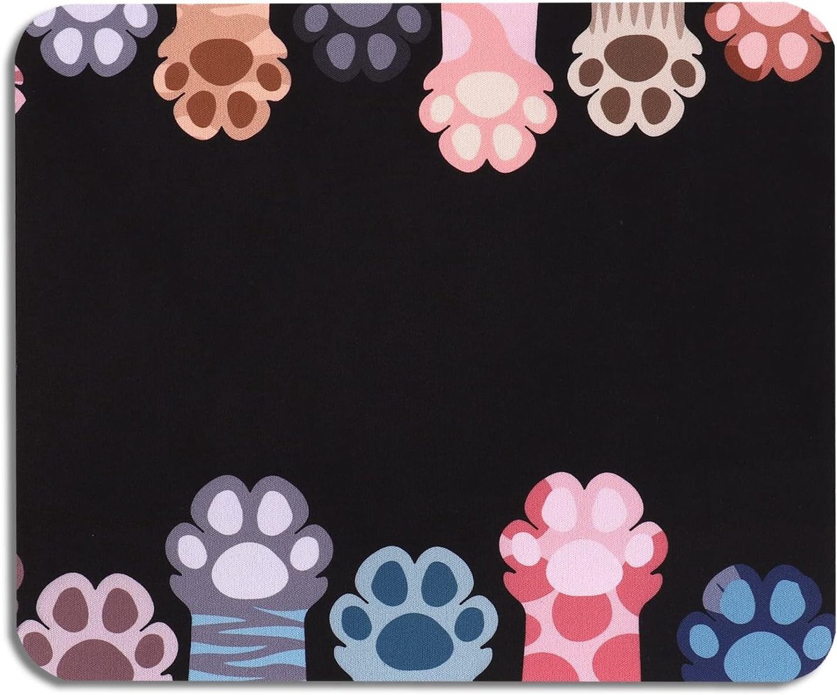 Schattige Muismat met Kat Motief - Kleine Fuzzy Muismat voor Thuis en Kantoor, 240 x 200 mm