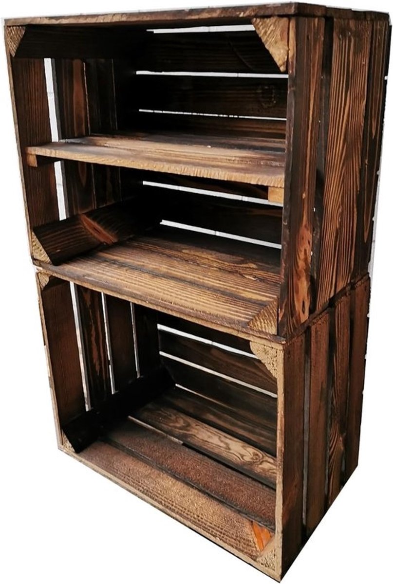 Gevlamde Houten Kisten XL Opslagboxen 50x40x30 cm voor Meubels en Decoratie