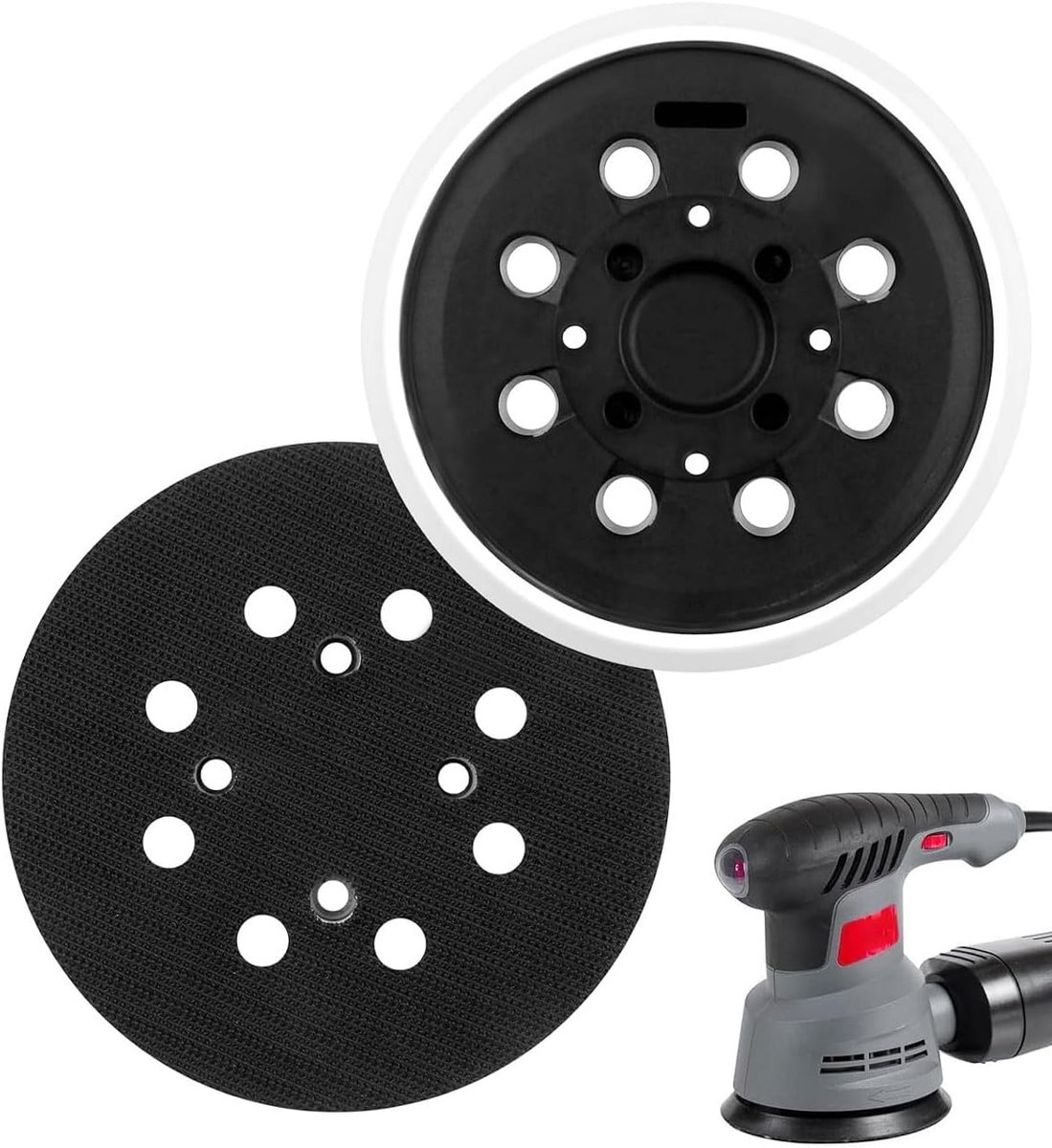 schuurplaat, 125 mm, 8 gaten, klittenbandsluiting, voor excentrische schuurmachine, schuurplaat, 125 mm, compatibel met Bosch PEX300AE en PEX400AE
