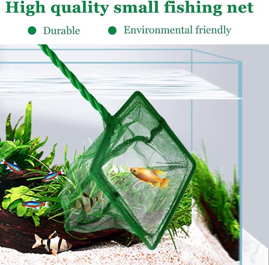 4 stuks schepnet voor aquarium, klein, schepnet voor kinderen, aquariumvisnet met gevlochten metalen handgreep, klein aquariumnet, visnet voor vijvers, het vangen van kleine vissen en voor het — afbeelding 4
