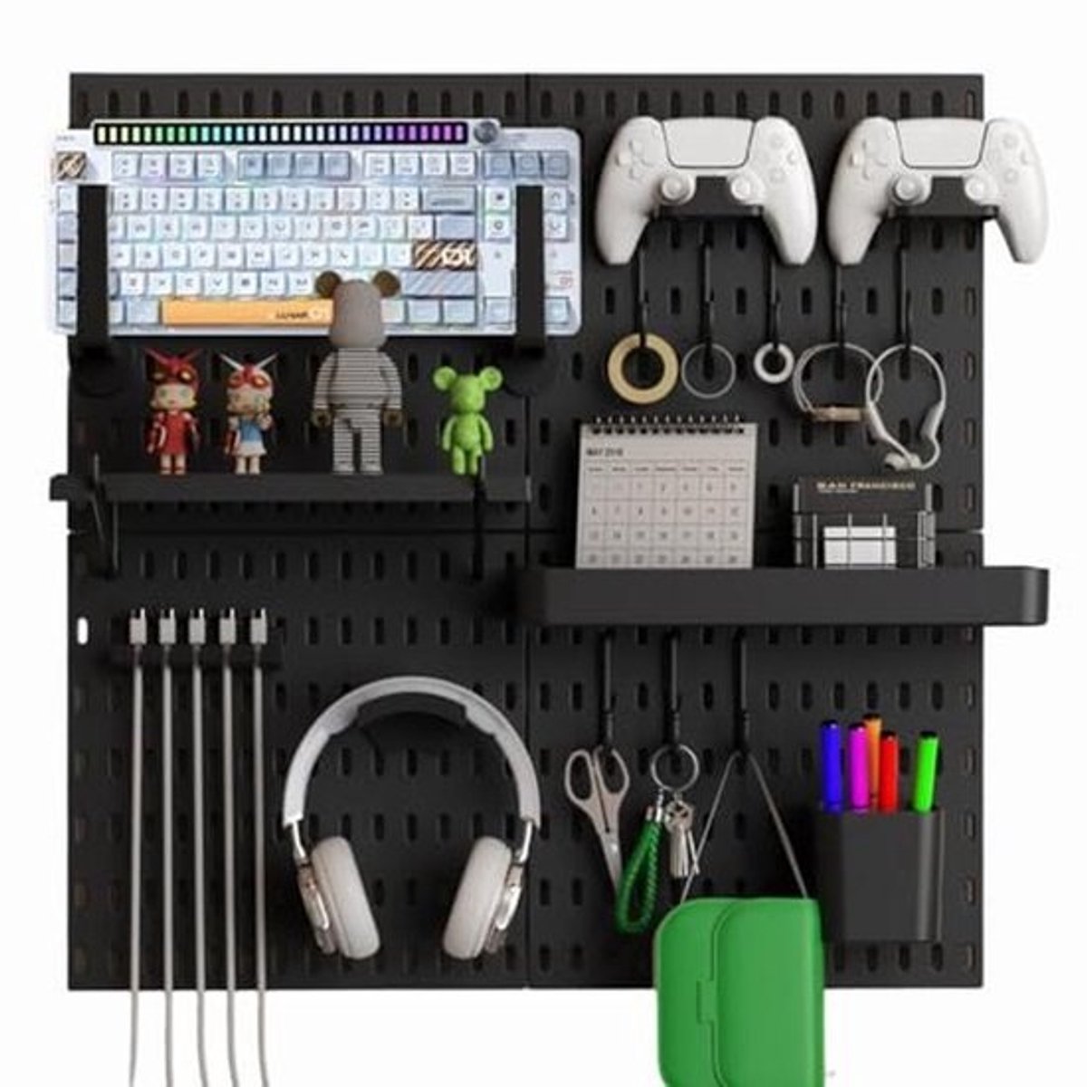 Modulaire Pegboard Combinatieset voor Gaming Organisatie - Hoofdtelefoonstand en Accessoires (56 x 56 cm)