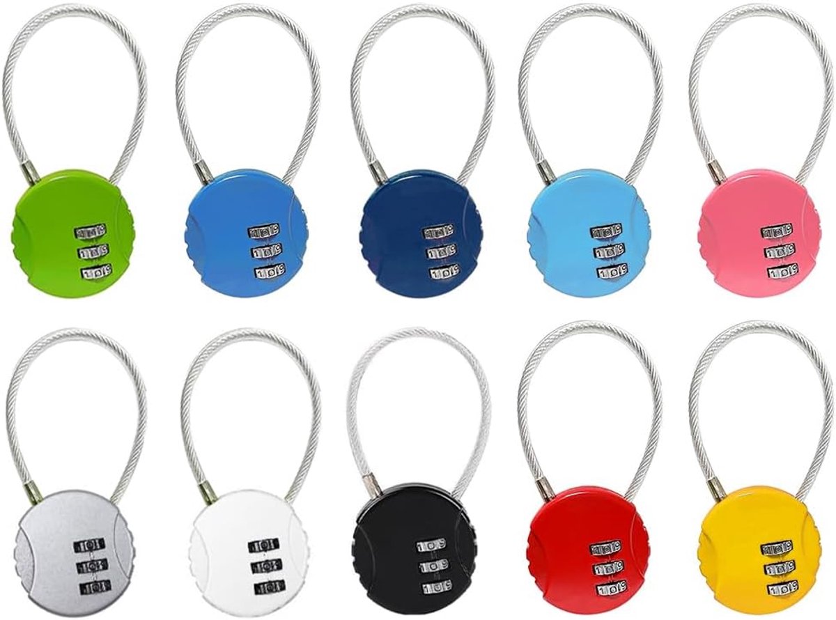 10-delige set koffersloten met 3-cijferige code
