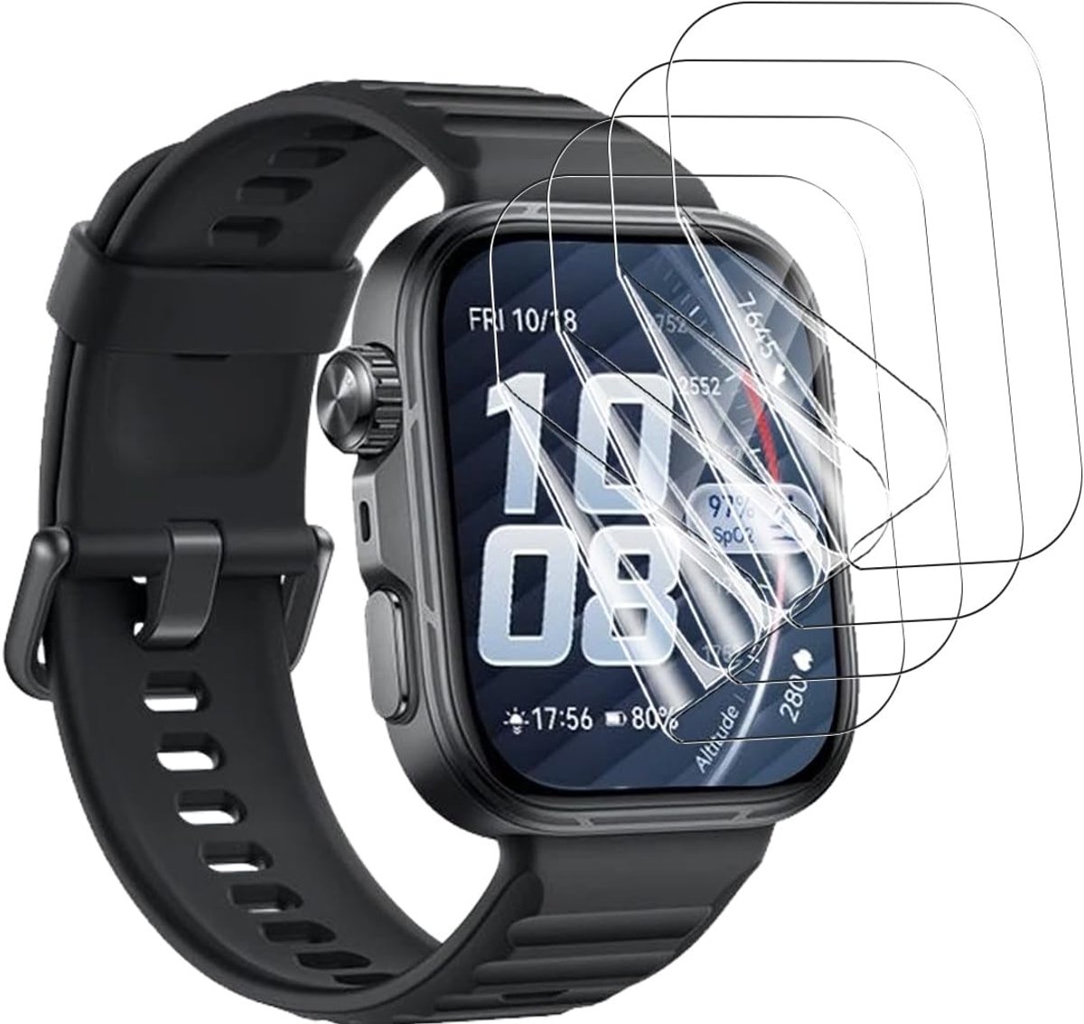 4 stuks flexibele beschermfolie voor Huawei Watch Fit 5 Pro, HD transparant/anti-kras/volledige afdekking, displaybeschermfolie voor Huawei Watch Fit 5 Pro, zachte TPU-folie