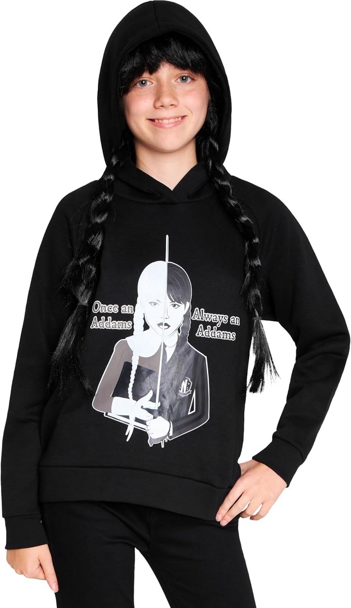 Sweatshirt voor meisjes woensdag Addams - Comfortabele hoodie - Kleding voor tienermeisjes en tienermeisjes 7-16 jaar
