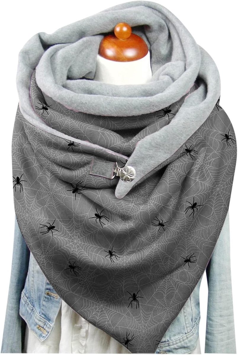 Damessjaal Halloween Knop Print Zachte Casual Wrap Warm Sjaal Vierkante Sjaal Vrouwelijke Nek Sjaal -