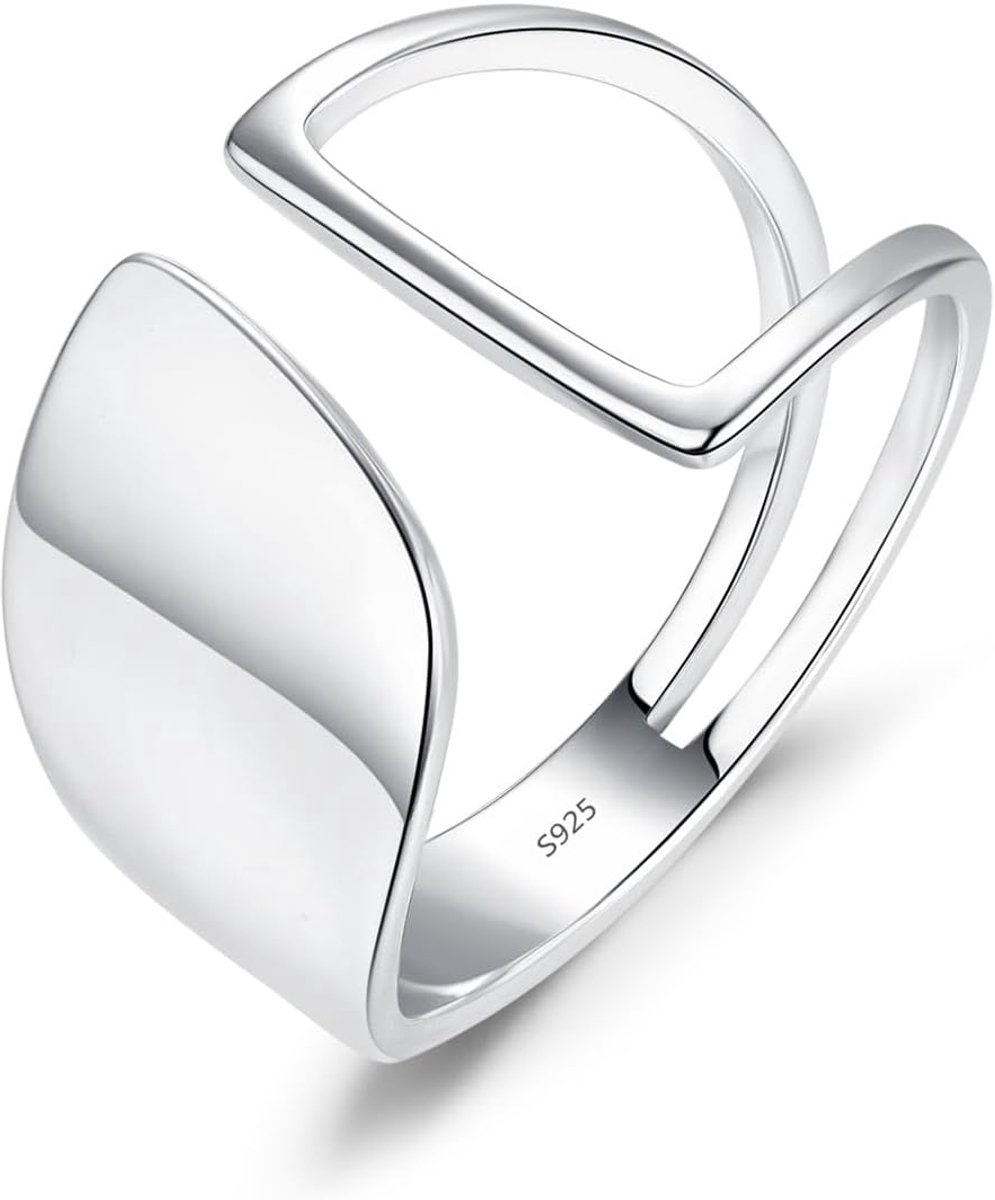 Zilveren Open Ring, Opengewerkte Lijn Eenvoudige Temperament Persoonlijkheid Ring Voor Vrouwen Creatieve Leuke Kleding Banket Essentiële Studentenstijl