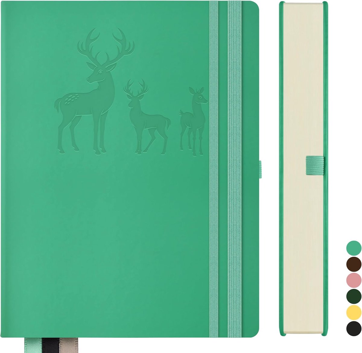 Notitieboek B5 gelinieerd, Bullet Journal B5 dik notitieblok, 100gsm gelinieerd papier voor vrouwen mannen kantoor schoolagenda, 19 x 25,5 cm，Blauw Groen