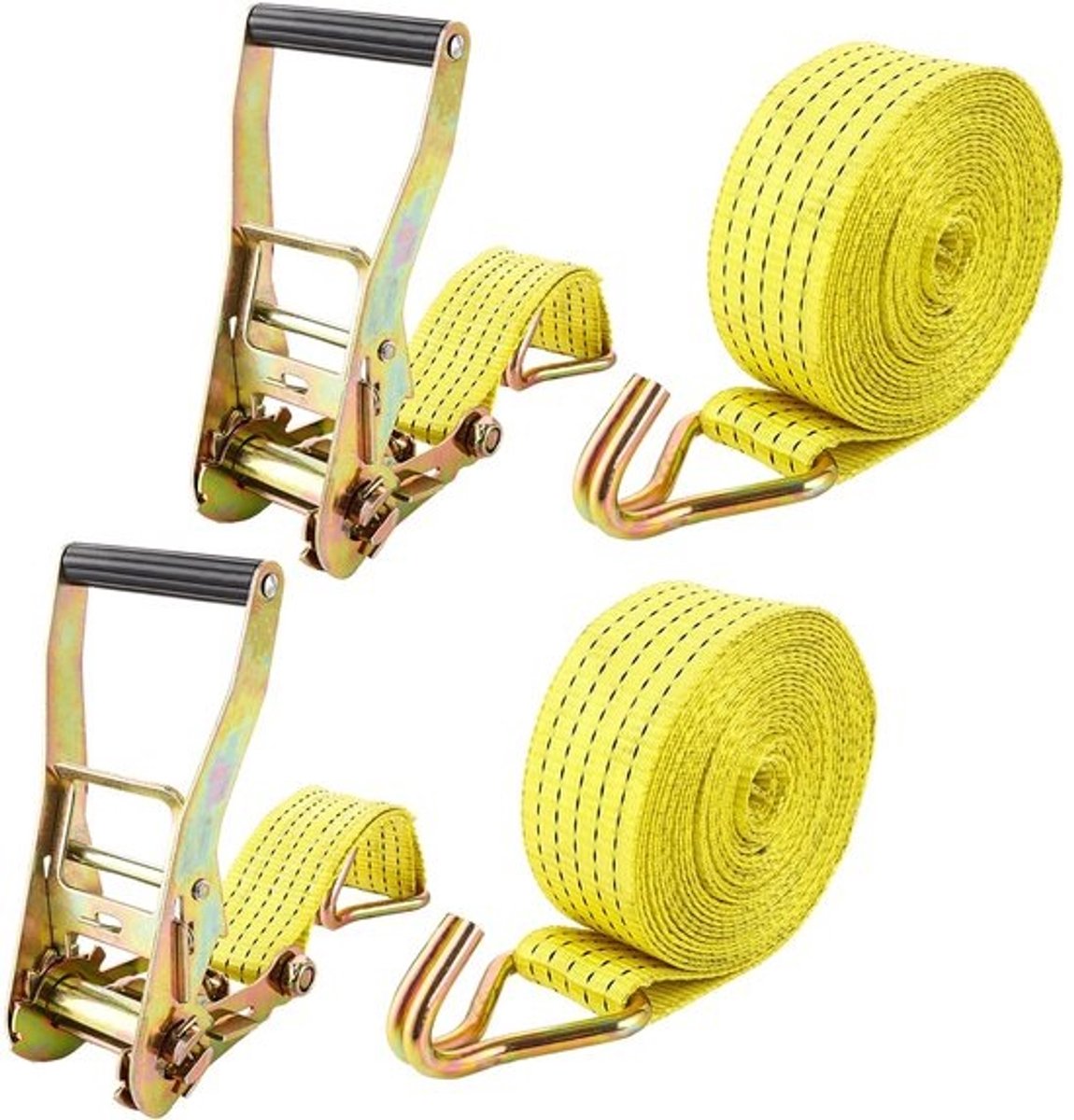 Spanbanden met ratel en haken - 3000 kg breeksterkte - Voor motor, verhuisapparatuur en vracht - 2 stuks - 50 mm x 6 m