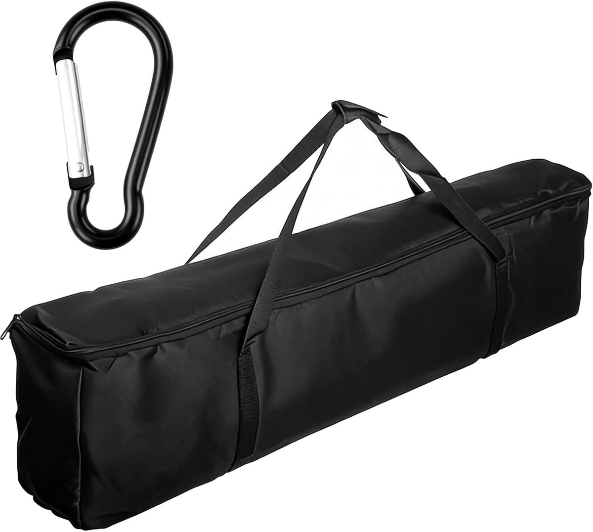 Opbergtas voor tentstokken, tripodtas, statieftas, multifunctioneel, 120 x 20 x 20 cm, zwart, met 1 karabijnhaak, voor camping, outdoor-activiteiten, reizen