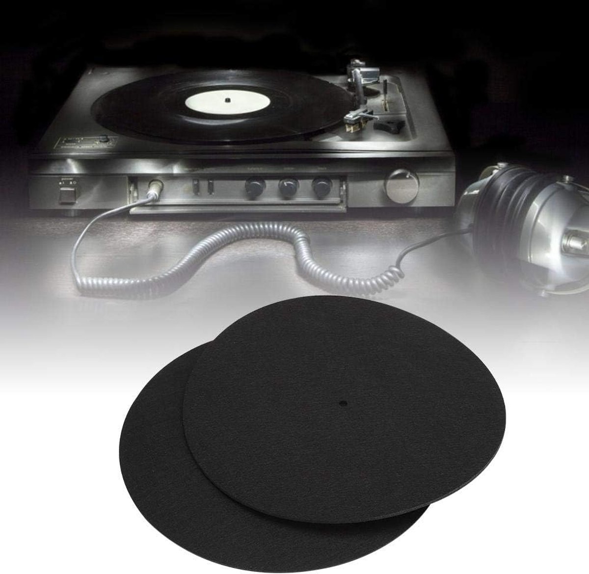2 stuks platendragers van vilt, 3 mm dik, 3 mm dik, platenspelers, slipmat voor vinylplaten, vermindert trillingen en statica (30 cm zwart)