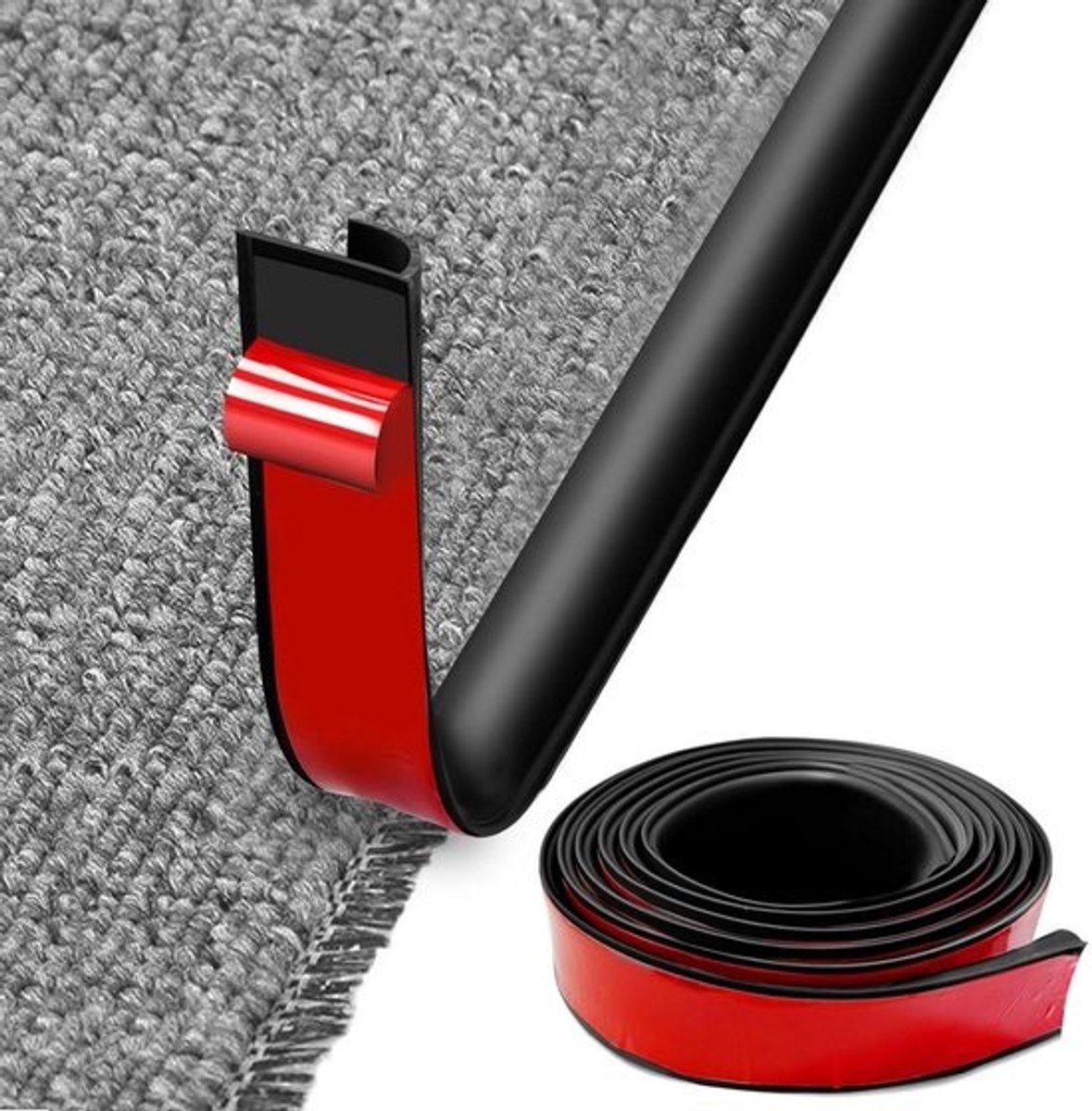 PVC Overgangslijst - Zelfklevend 3M - Voor Tapijt, Houten Vloeren, Deurdrempels en Trappen - Zwart