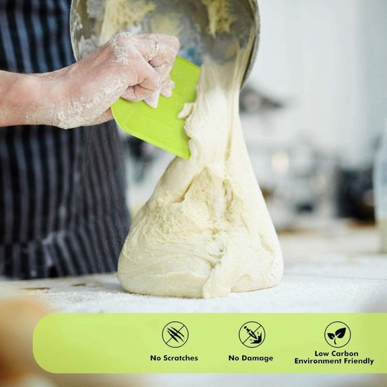 Bankschraper flexibel - SURDOCA 3 stuks BPA-vrije PE plastic kom schraper, scherpe rand en hoeken deegsnijder. Antislip keuken bakken spatel schraper, bakken Caking Lovers' Gift, kleur 36 — afbeelding 4