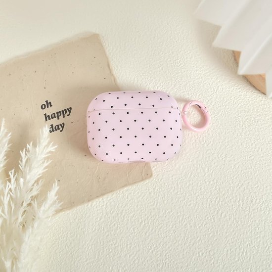 Hoesje voor AirPods Pro 3 met reinigingsset, schattig polkadot-patroon, esthetisch ontwerp voor meisjes en vrouwen, sleutelhanger, schokbestendige hoes voor Airpods Pro 3e generatie - roze — afbeelding 2