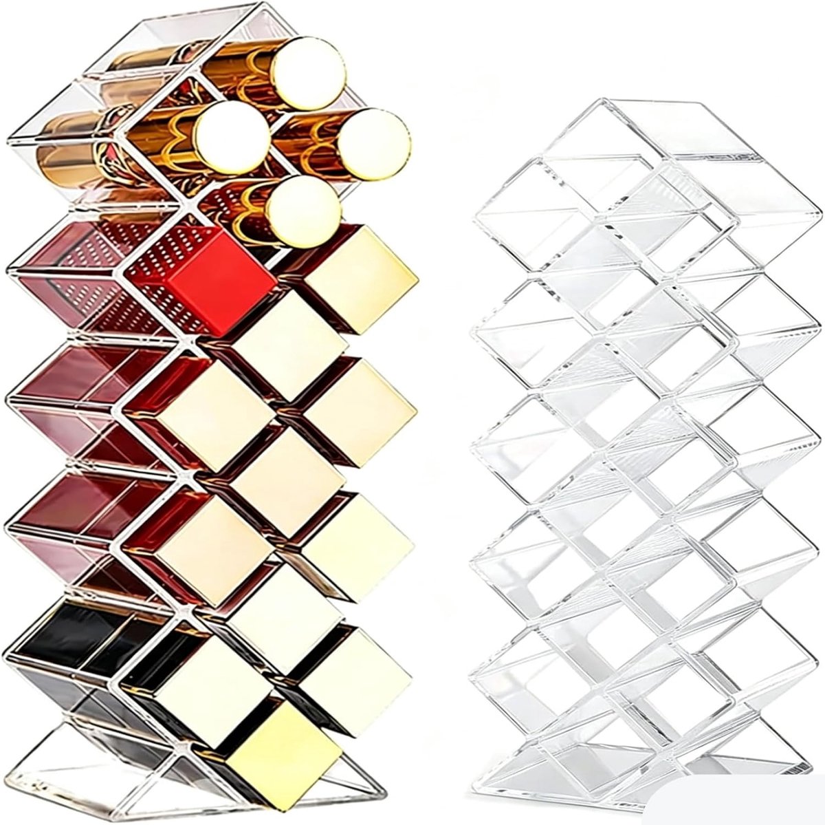 16 vakken lippenstift-organizer, stofdichte cosmetica-opslag, acryl lippenstifthouder, cosmetica-organizer voor make-uptafel, lippenstift en make-up kwasten opslag