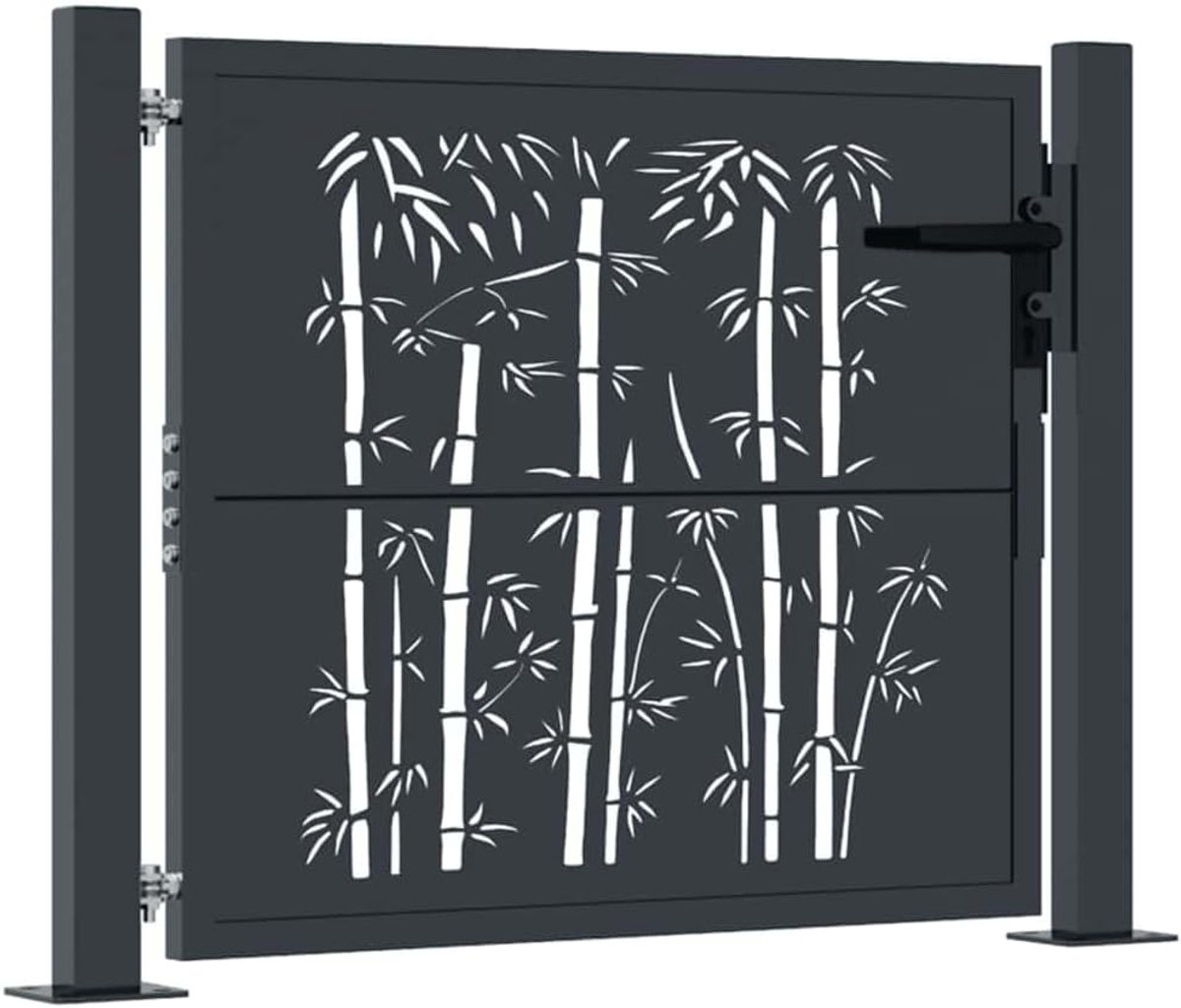 Antraciet 100x75 cm staal, lasergesneden bamboe ontwerp met afsluitbaar systeem