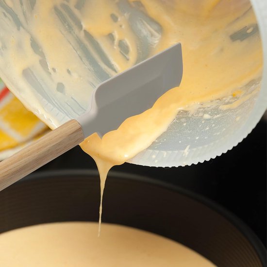 4 stuks deegschrapers, siliconen, spatel met houten handvat, hittebestendig, siliconen spatel, niet plakken, deegschraper, kleine deegspatel, smal, voor koken, mixen, bakken, jam, schilderen — afbeelding 4
