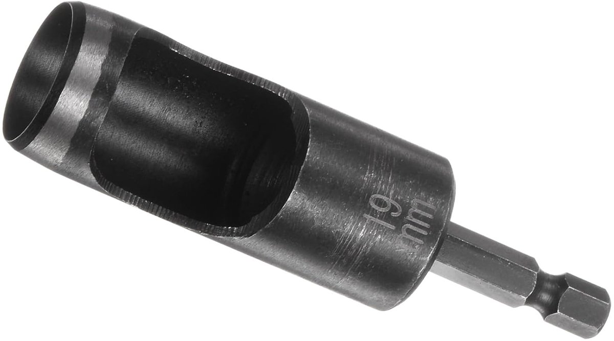 Gereedschap voor het boren van leer, 19 mm x 1/4 inch aandrijving, boor, zeskantige schacht, verlenging, geperforeerde kabel van staal met een hoog koolstofgehalte voor riem, 116 mm lengte