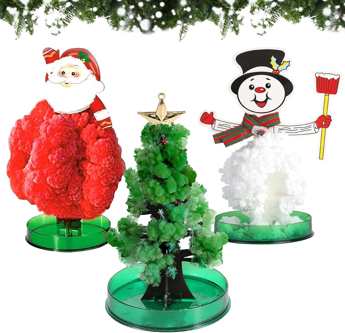 3 stuks mini-kerstboom, magische papieren boom, doe-het-zelf kristallen kweekset, kinderwetenschappelijke kits speelgoed, Magic Tree, kerstspeelgoed, leerhandleiding (3A)