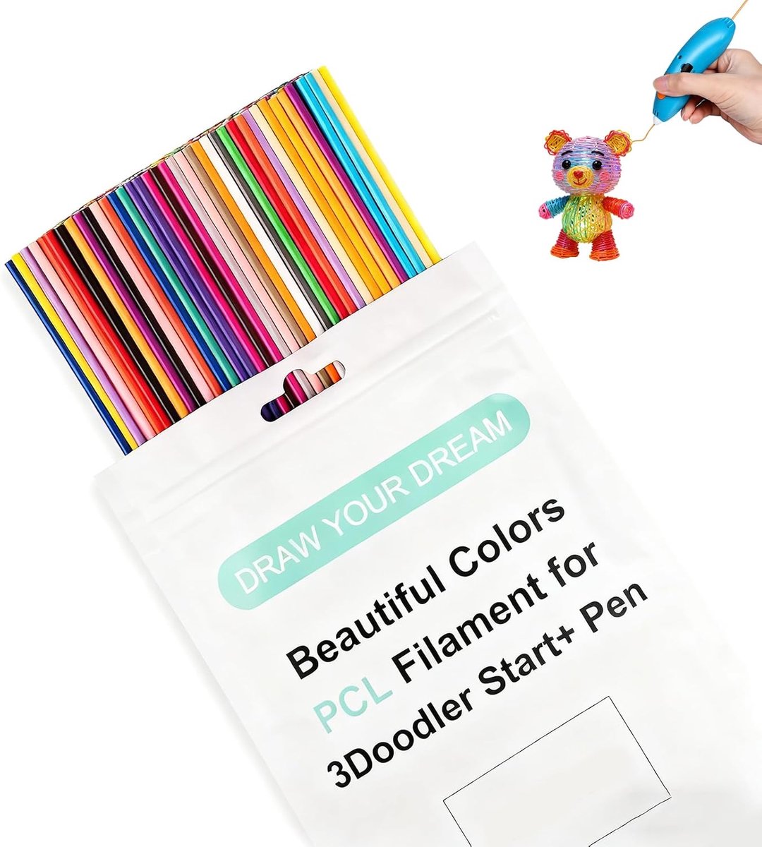 160 navulverpakkingen voor 3D-pen voor kinderen, 32 heldere en neonkleuren, 2,5 mm PCL-filament op lage temperatuur, compatibel met 3Doodler Start/Start+