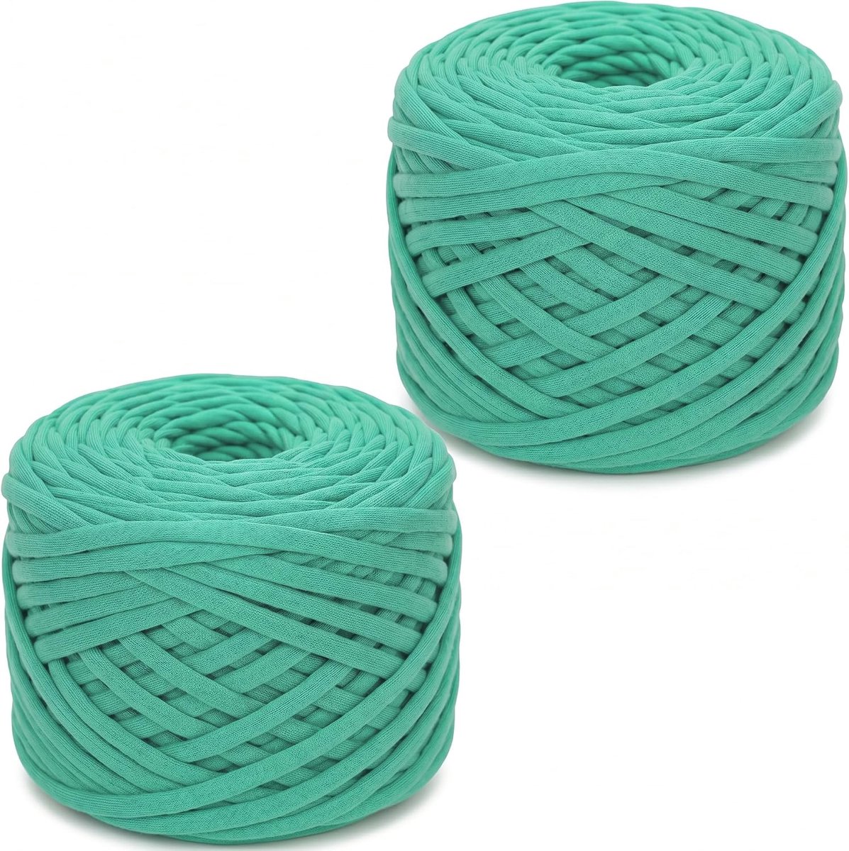 Set van 2 x 285 g, gehaakte garen, grof garen voor handbreien, stoffen strook, wollen garen voor tassen, manden, dekens en doe-het-zelf woondecoratie, 285 g per rol dikke wol (groen)
