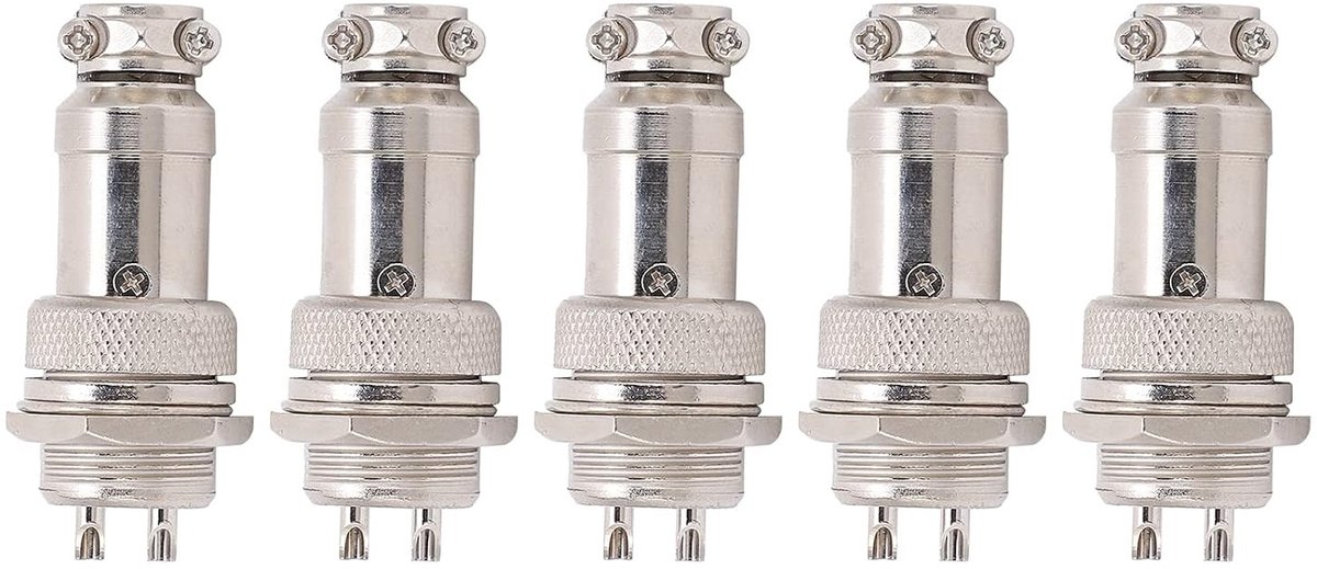 5-delige set luchtvaartstekkers met pure koperen zilverbedekte pinnen voor 16mm aansluitingen, ideaal voor aerospace verlichting en panelen