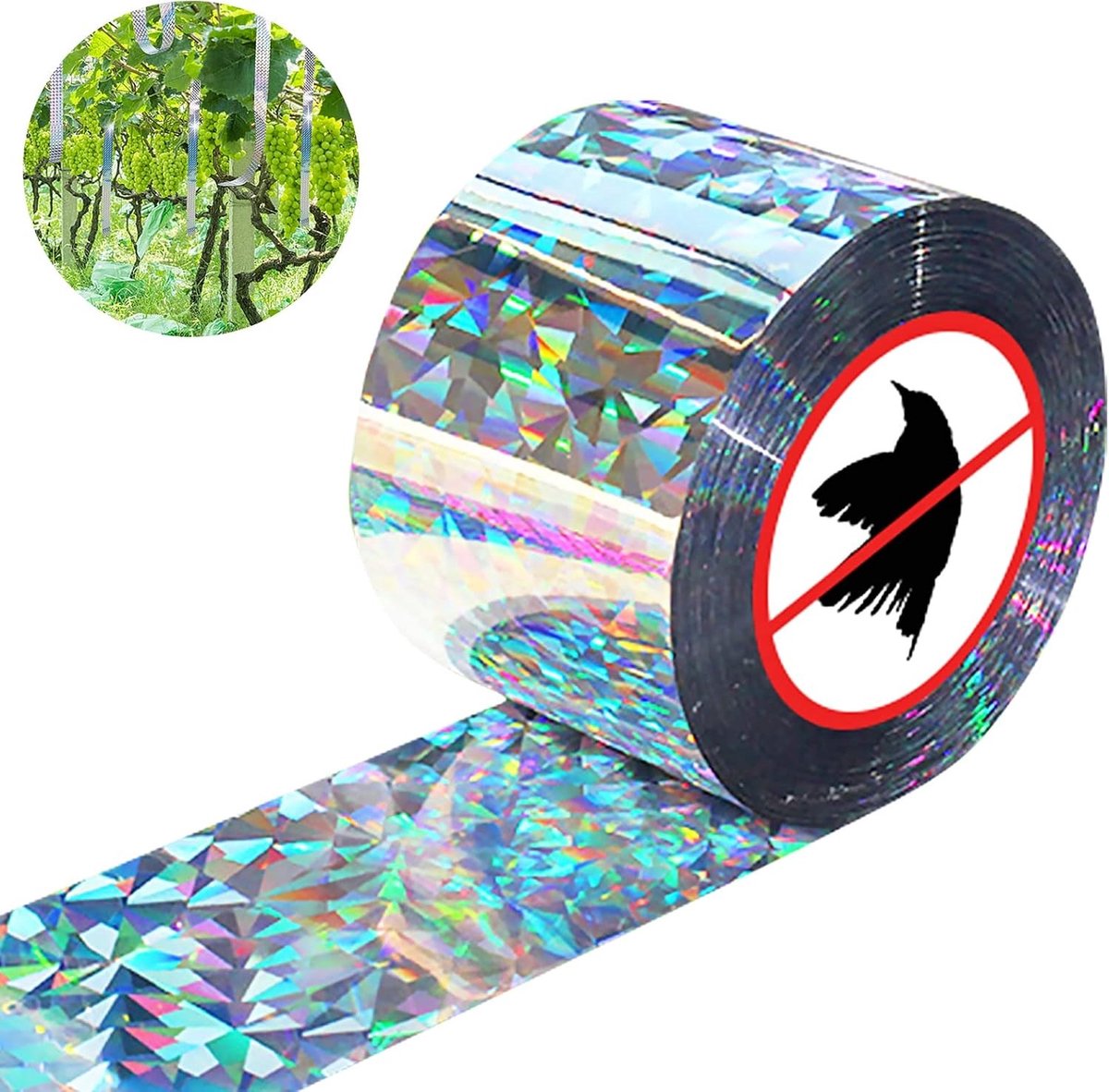 Reflecterende Vogelafschrikband van 80 m x 4,8 cm, Scheurbestendig en Dubbelzijdig voor Tuin- en Huishoudbescherming