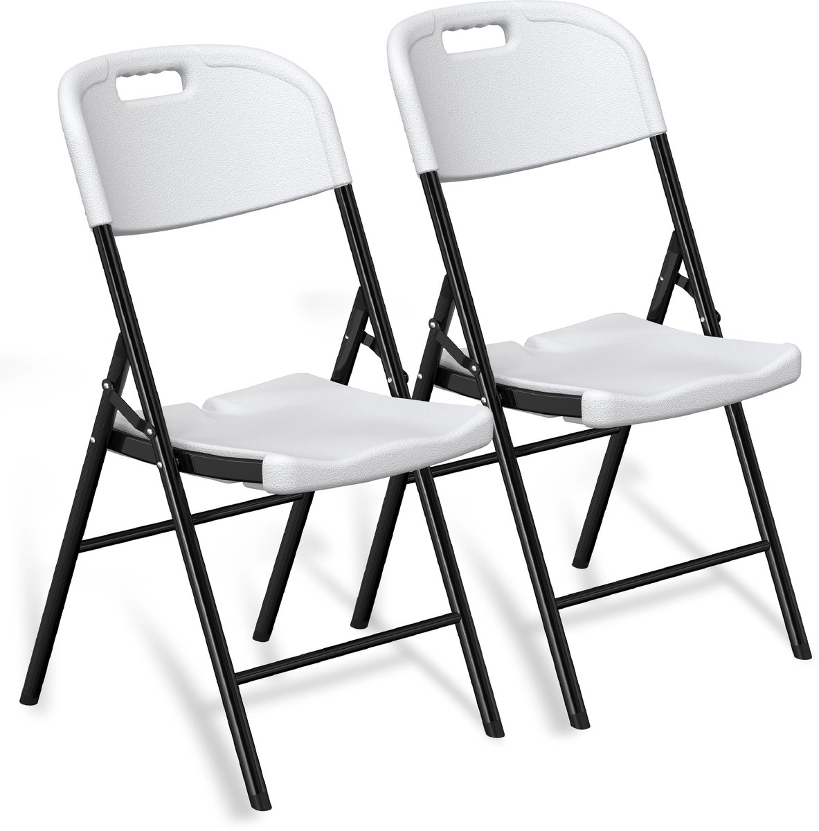 ADSafety Klapstoelen Set van 2 - Vouwstoelen Zware Kwaliteit - Weersbestendig - Tot 200 kg - Opvouwbare Stoelen - 46 x 51 x 86 cm - Wit