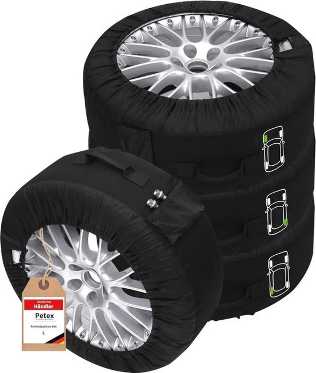 Set van 4 Premium Zwarte Bandenhoezen voor 14-18 inch Banden