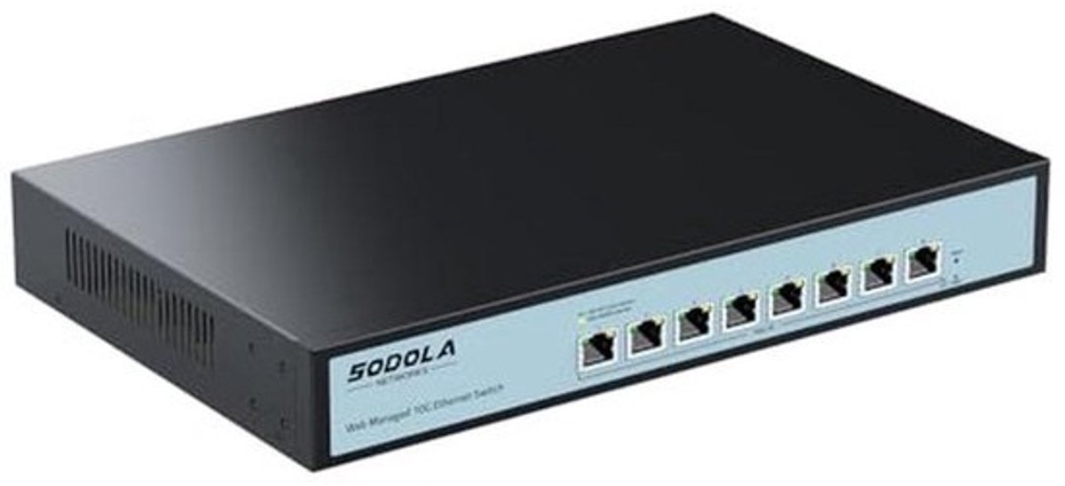 8-poorts 10Gb Easy Web Managed Switch met 8 x 10G RJ-45 poorten en 160Gbps bandbreedte