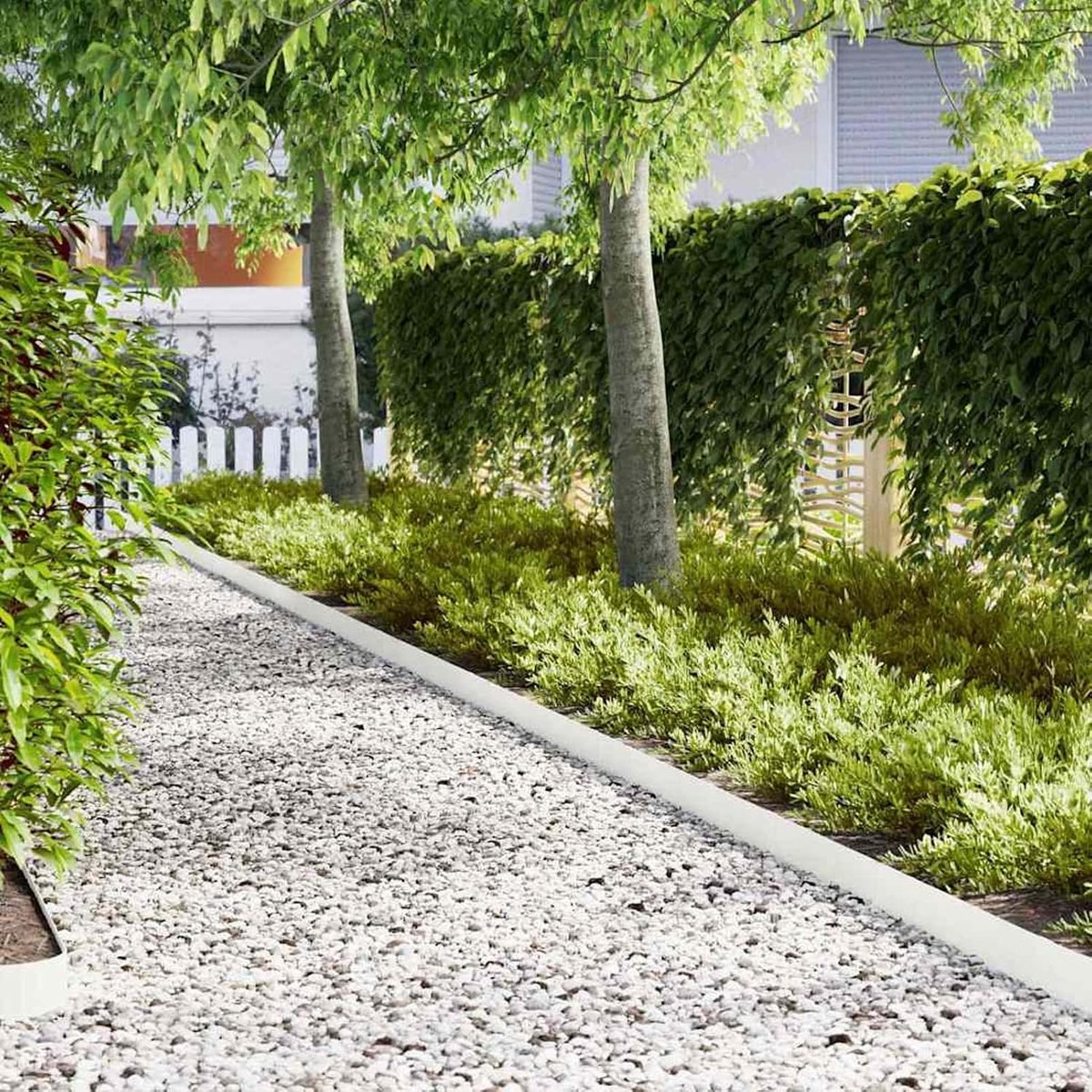 20 stuks, wit, koudgewalst staal, 100 x 0,05 x 15 cm, voor tuin, terras en bloembedden, weerbestendig