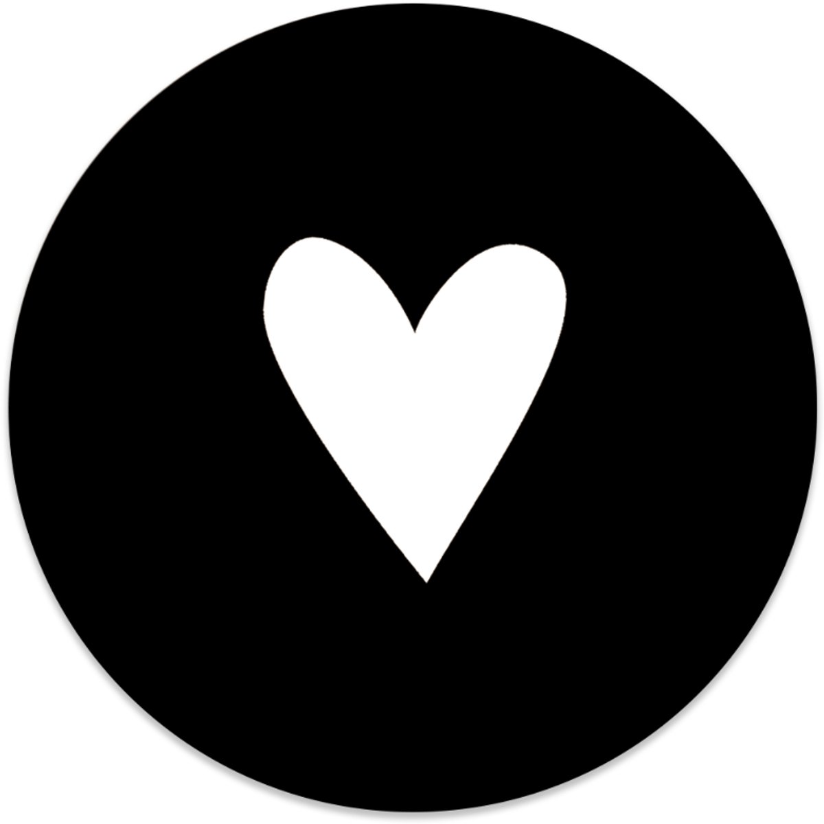 Label2X - Muurcirkel kids hart zwart - Ø 70 cm - Forex - Multicolor - Wandcirkel - Rond Schilderij - Muurdecoratie Cirkel - Wandecoratie rond - Decoratie voor woonkamer of slaapkamer