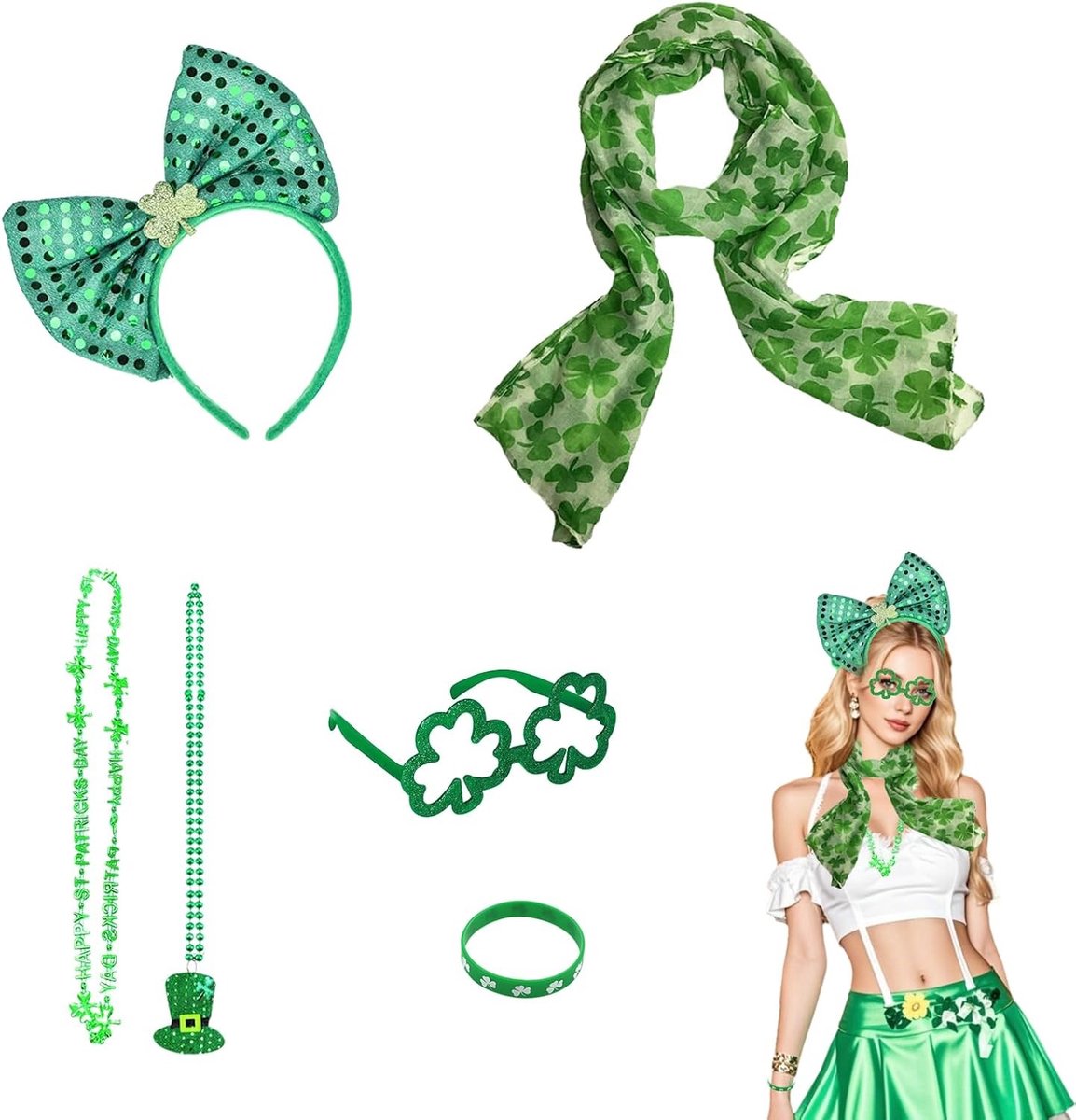 St. Patrick's Day Hoofdband - Klaver Versiering, Kostuum Accessoire, Ierse Feestdecoratie voor Volwassenen en Kinderen