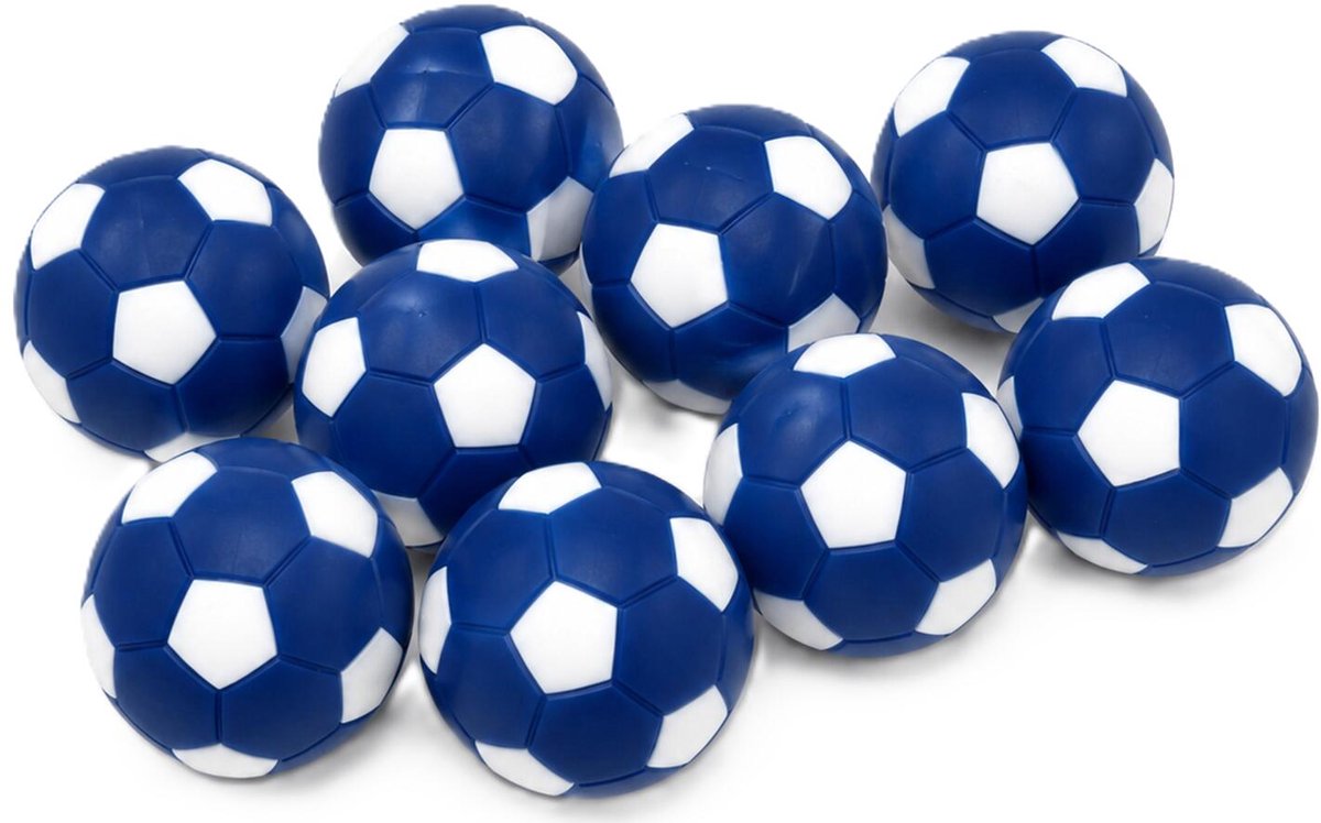 Bellatio Decorations Tafelvoetbal balletjes - 10x stuks - blauw - D32 mm - mini voetballetjes - reserve ballen