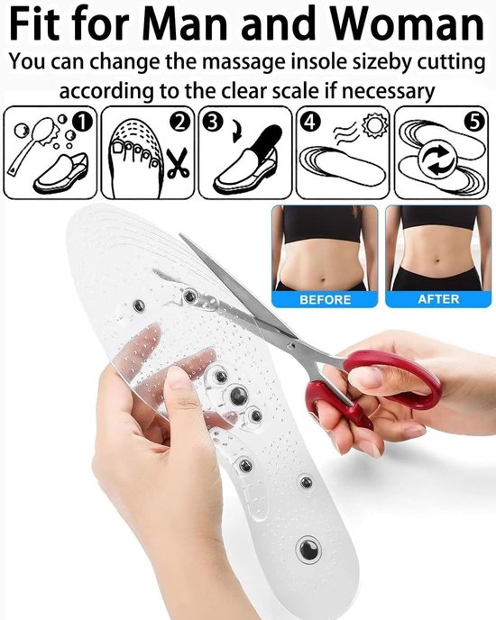 Magnetische Acupressuur Inlegzolen voor Gewichtsverlies en Welzijn, Orthopedische Massagezolen Unisex Maat 35-40 voor Comfort en Ondersteuning — afbeelding 5
