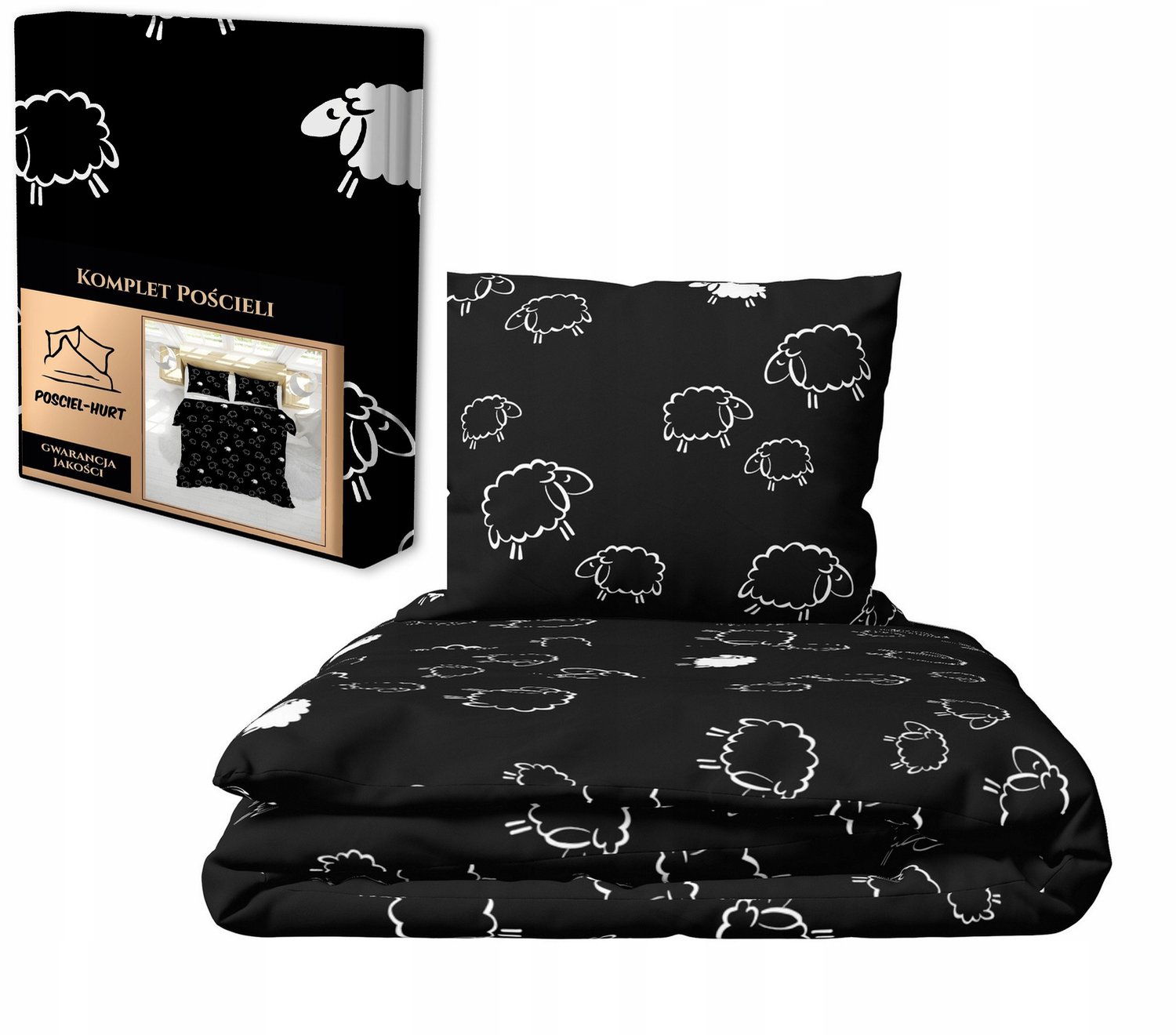 Katoenen Dekbedovertrek Set 140x200cm Zwart Barank