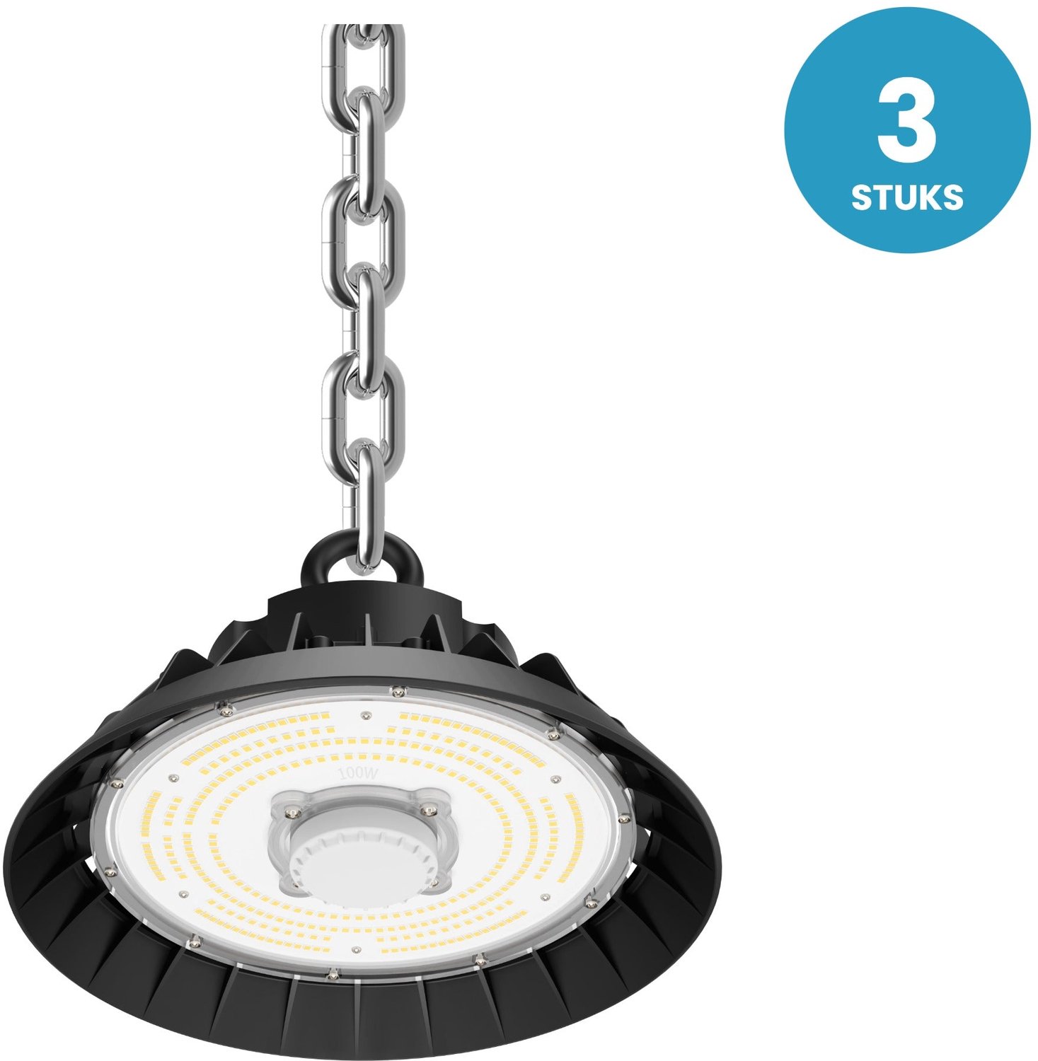 UFO Lamp - LED High Bay 150W - 22.500 lm - Koelwit 4000K - Bewegingssensor - 0-10V Dimbaar - IP65 - Werkplaats- & Garageverlichting - Set van 3 - 5 jaar garantie