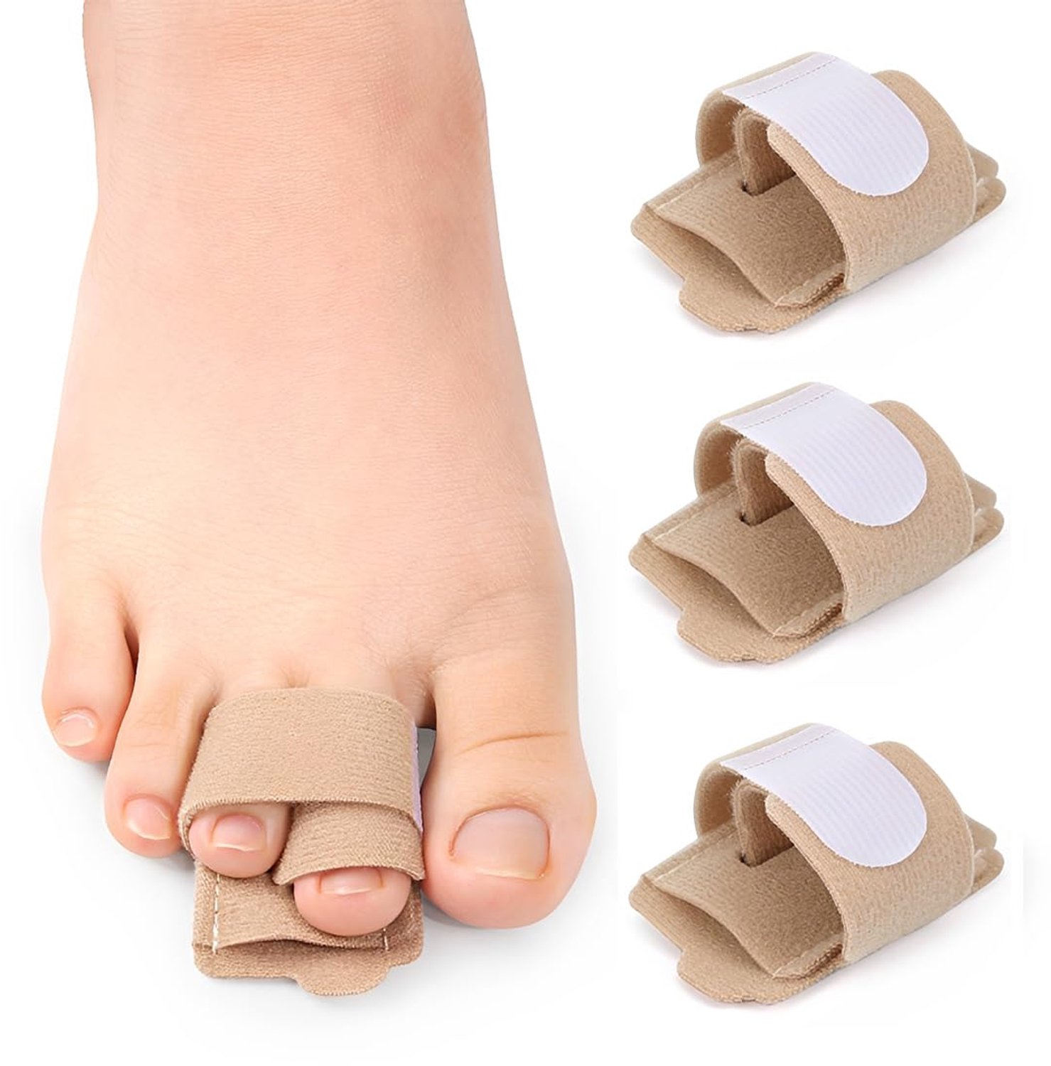 3 stuks hamertenen correctie met aluminium plaat, teenbandage voor overlappende en gebroken tenen, beige, 16,5 cm x 5,8 cm, verstelbaar en wasbaar, voor mannen en vrouwen