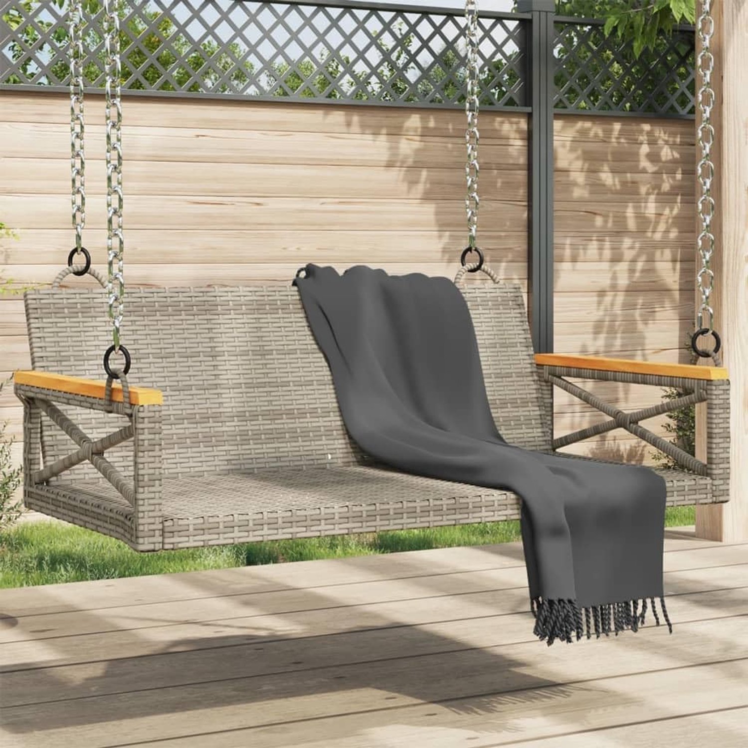 Weerbestendig, zitbank, outdoor bank voor de tuin, tuinmeubelbank, geschikt voor terras, zwembad, achtertuin, grijs, 109 x 62 x 40 cm, polyrotan