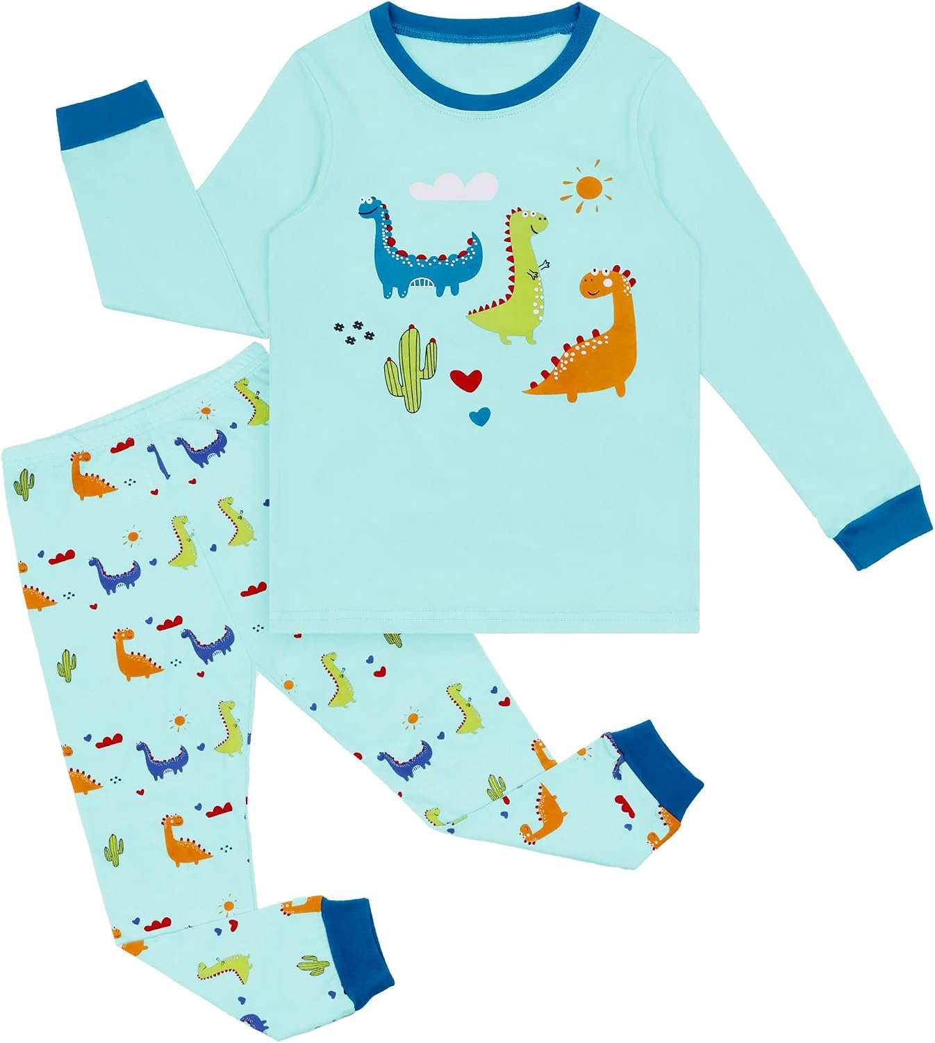 Kinderpyjama voor jongens en meisjes, katoen, lange mouwen, 2-8 jaar
