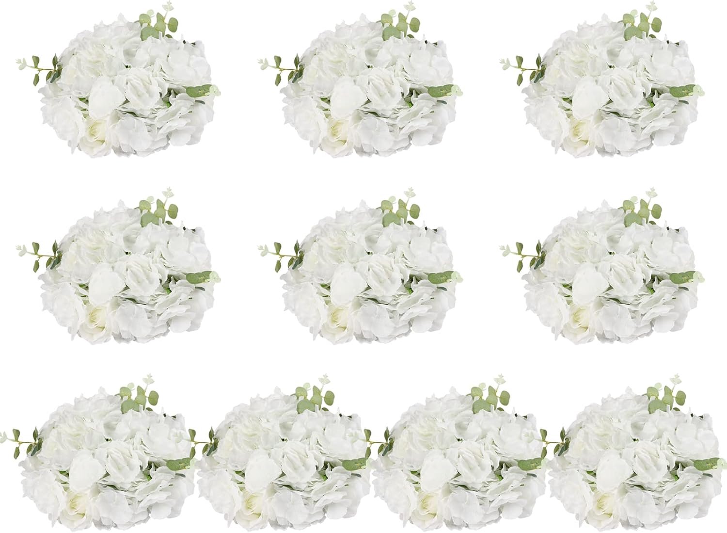 Kunstbloemen 40 cm wit nepbloemen rozen ballen grote kunstrozen bloemenboeket voor bruiloft
