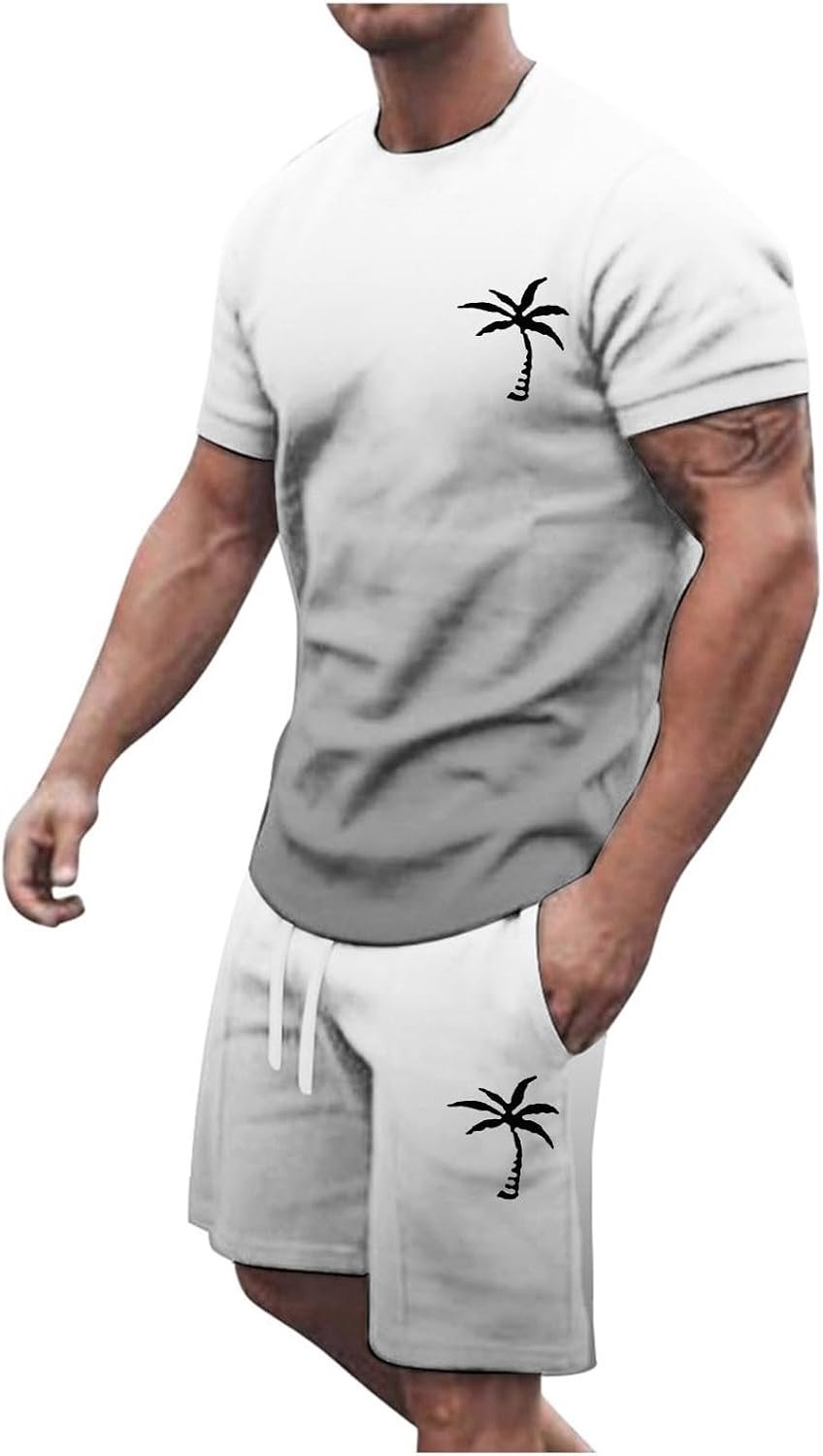 2-delige set voor heren, trainingspak, sport, joggen, shorts, T-shirt, ademend, licht, zomer, casual, fitness, gym, mode, comfortabele outfit, elastische taille, A44