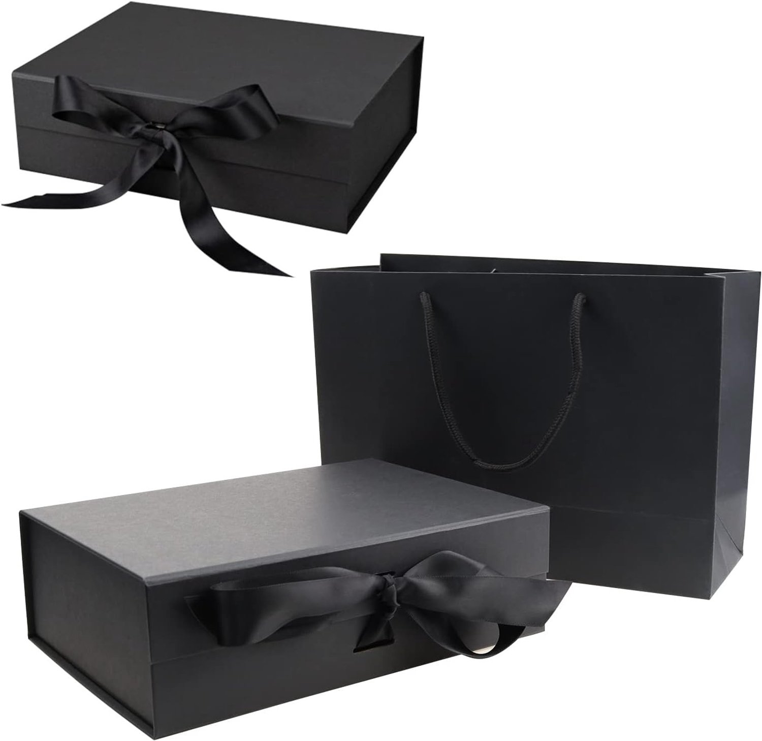 Geschenkdoos met Deksel - Zwart - 1 stuk - Magnetische Verpakking met Strik - Voor Bruiloften en Verjaardagen
