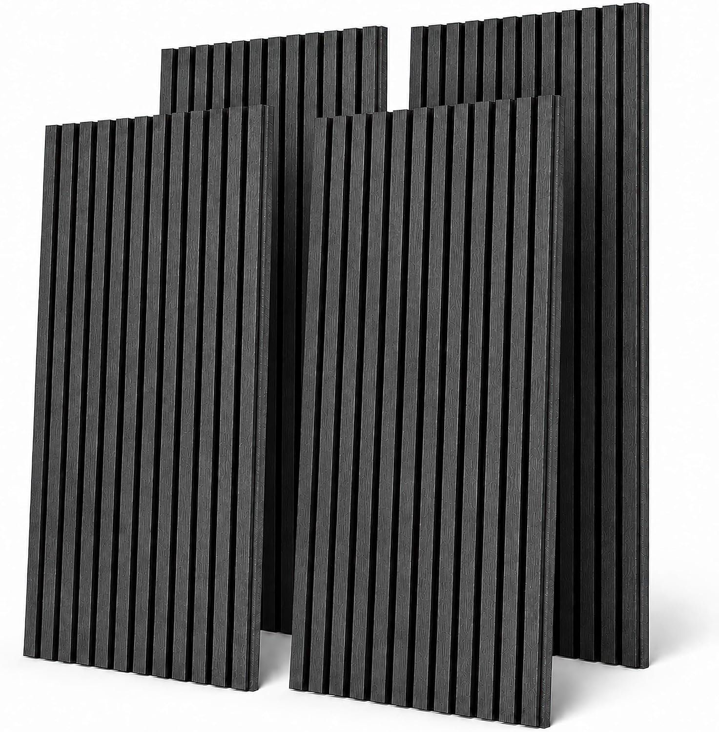 panelen, fineer, 60 x 120 cm, decoratieve panelen voor 3D-muren, akoestische panelen voor plafond, woonkamer en kantoor, antraciet, 4 stuks
