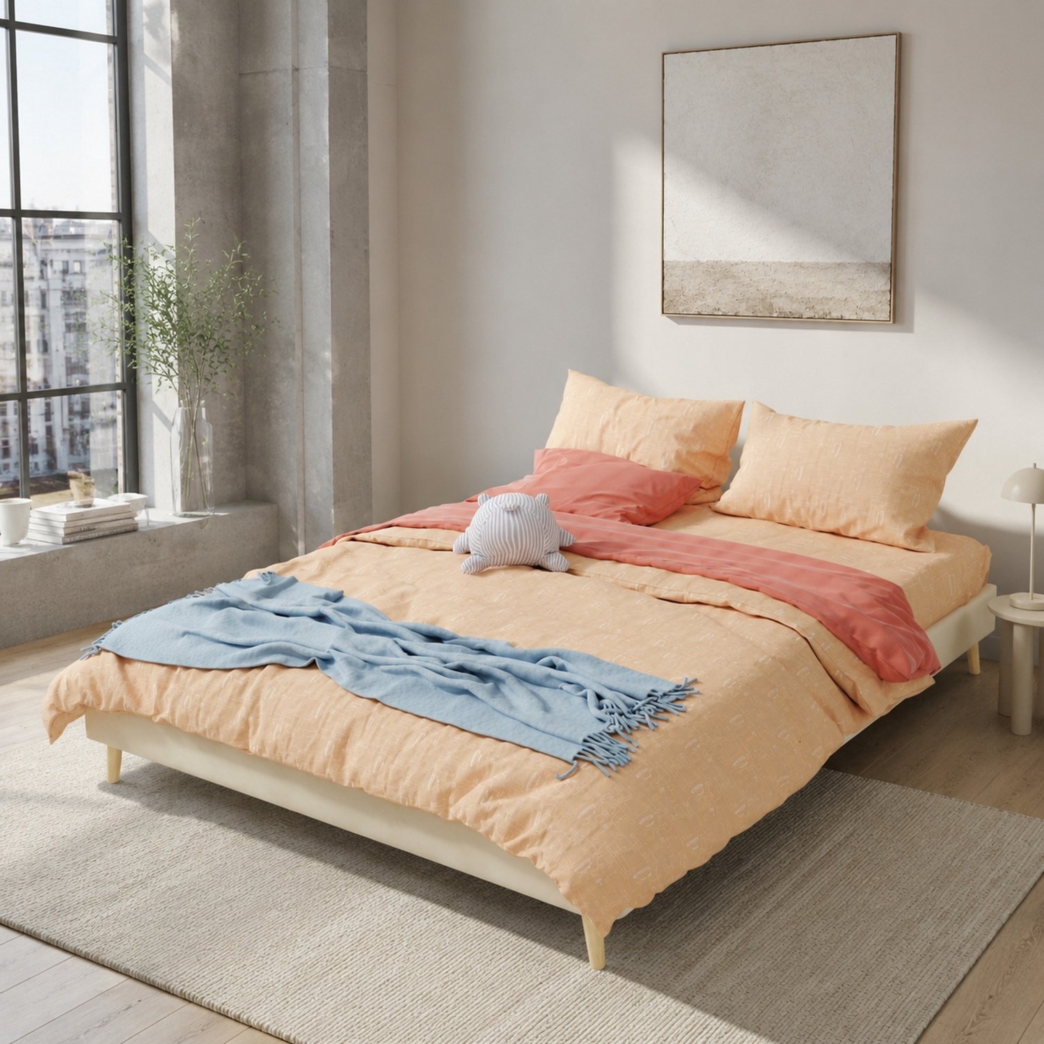 CHICFURN Bedframe 160 x 200 cm - Dutch velvet - lattenbodem - beige