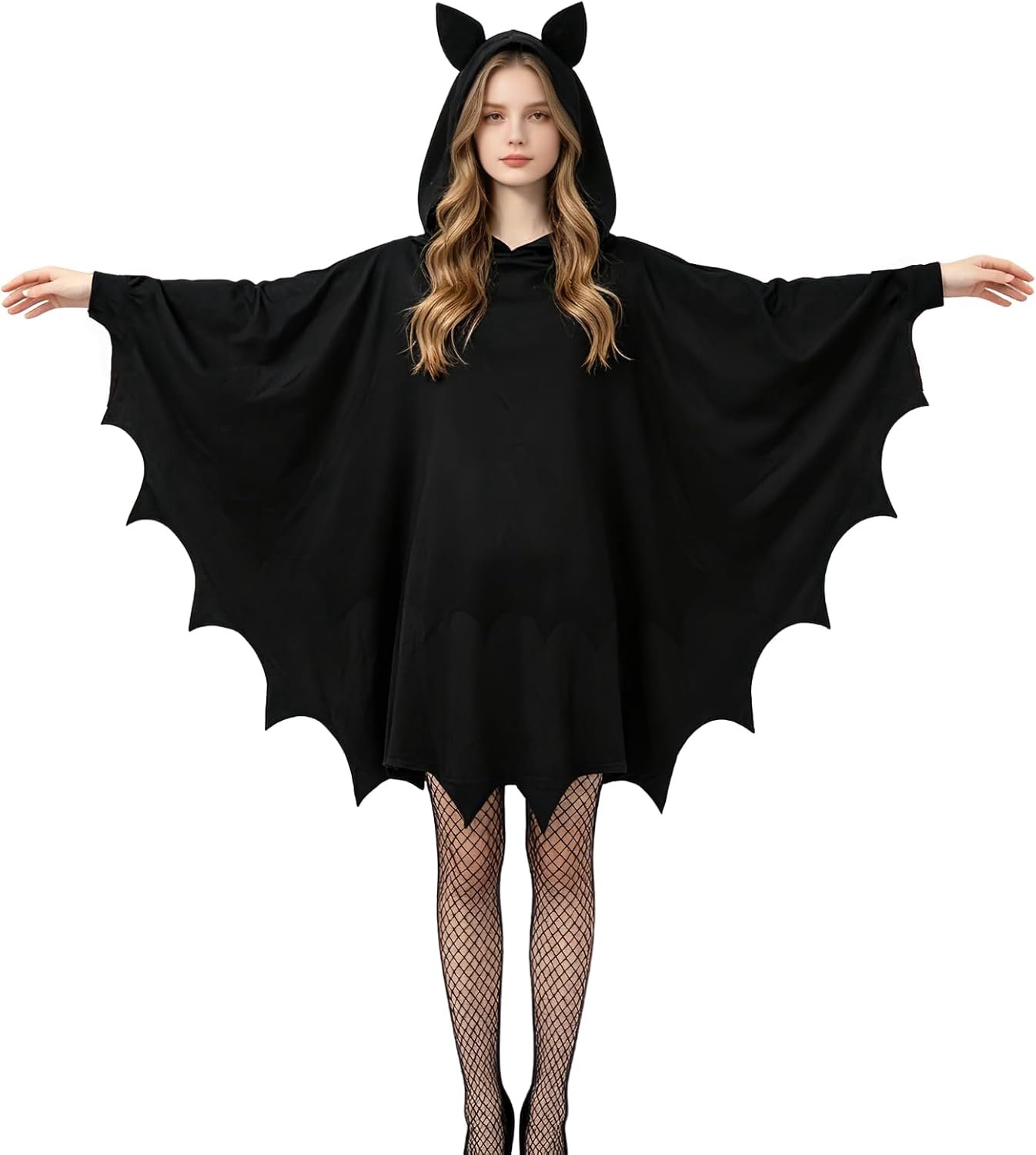 Halloween-kostuum voor dames, vleermuis met capuchon